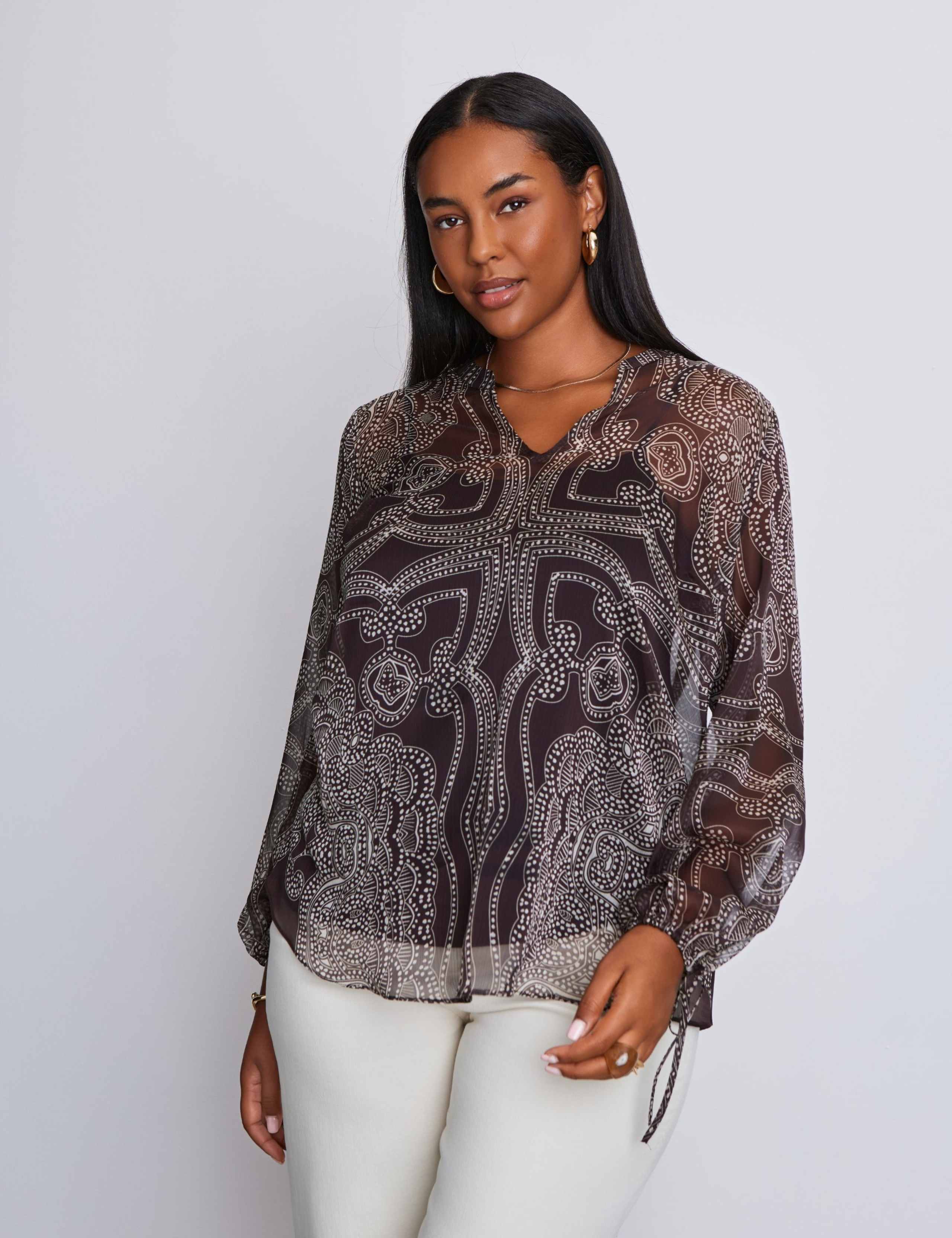 Printed V-Neck Blouse 1 of 4