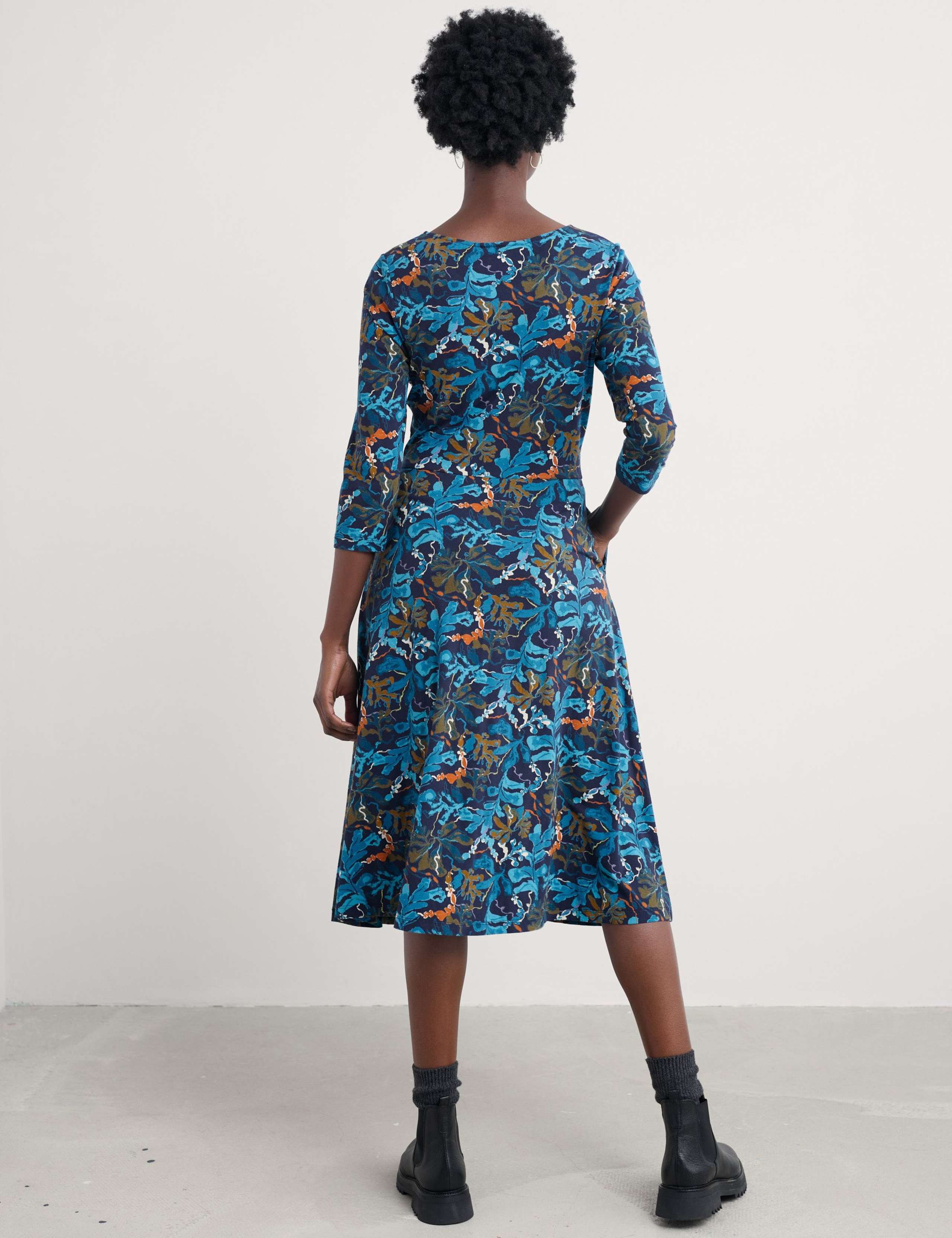 Cotton Rich Printed Midi Skater Dress 4 of 5