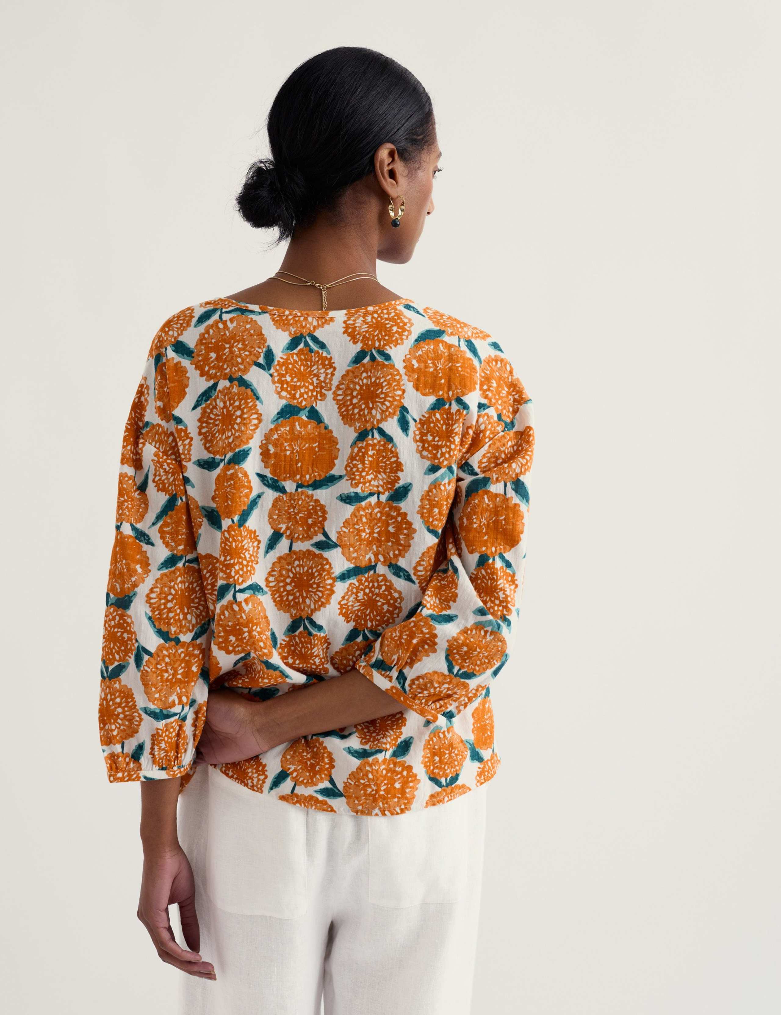 Cotton Rich Floral Notch Neck Top 4 of 5