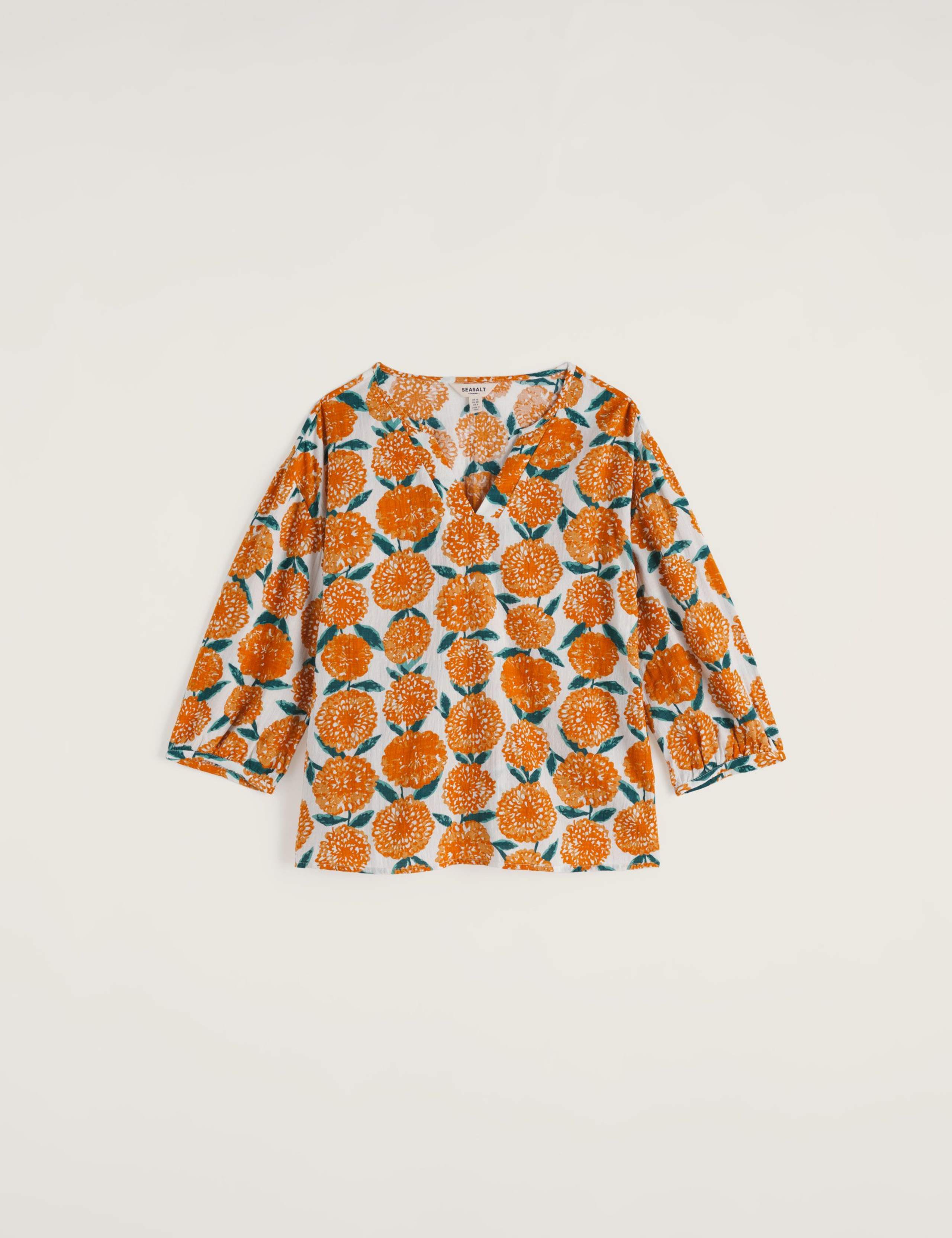 Cotton Rich Floral Notch Neck Top 2 of 5