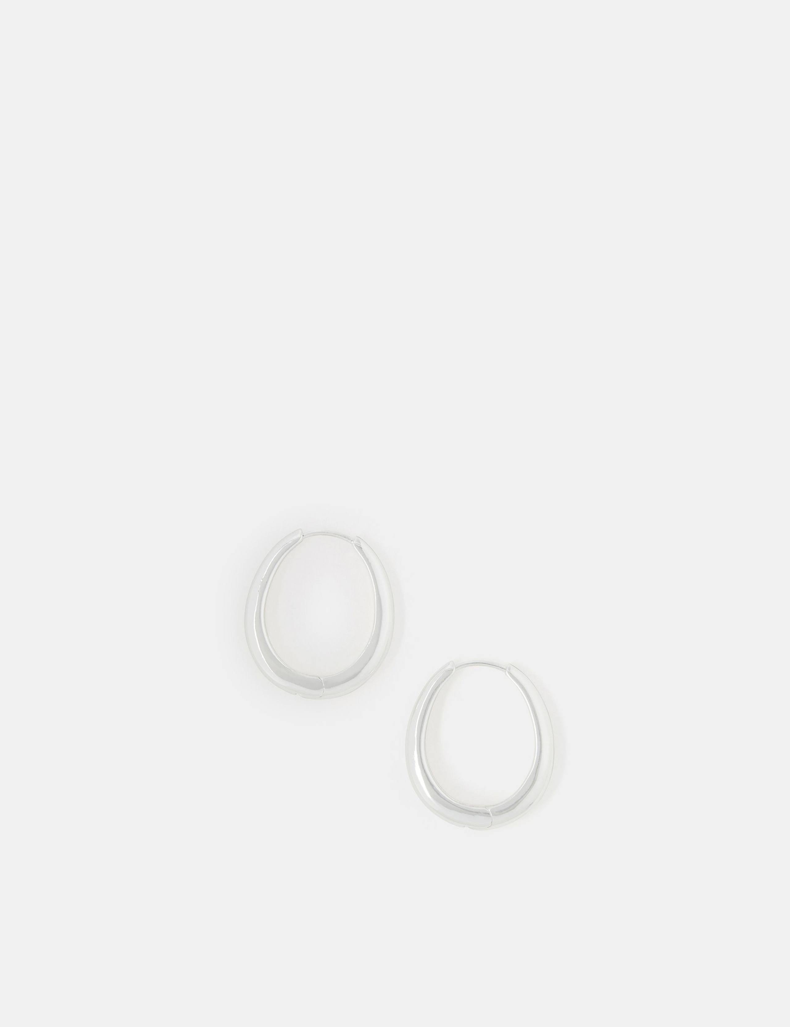 Sterling Silver Plated Chunky Oval Hoops 2 of 3