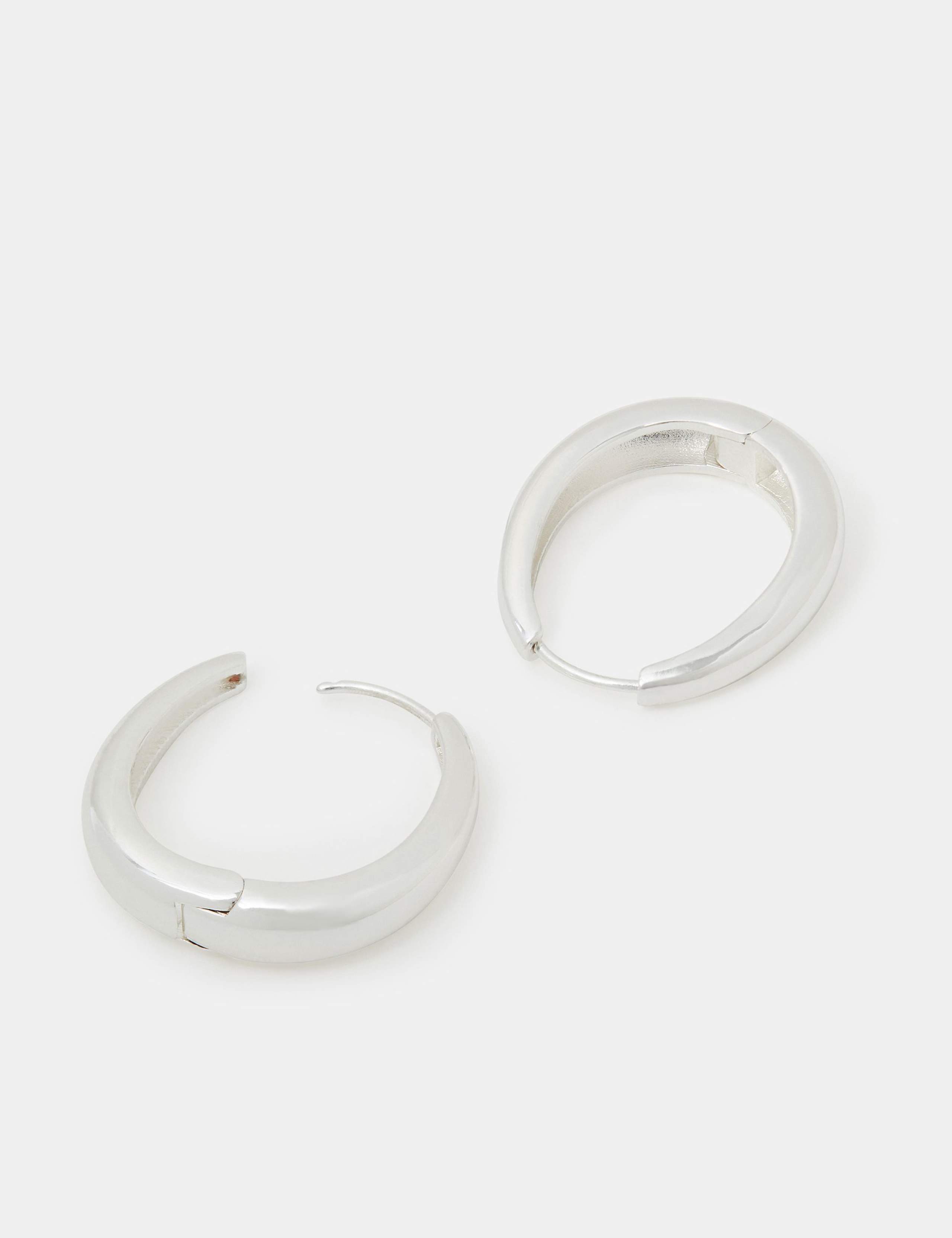 Silver Plated Chunky Oval Hoops 3 of 3
