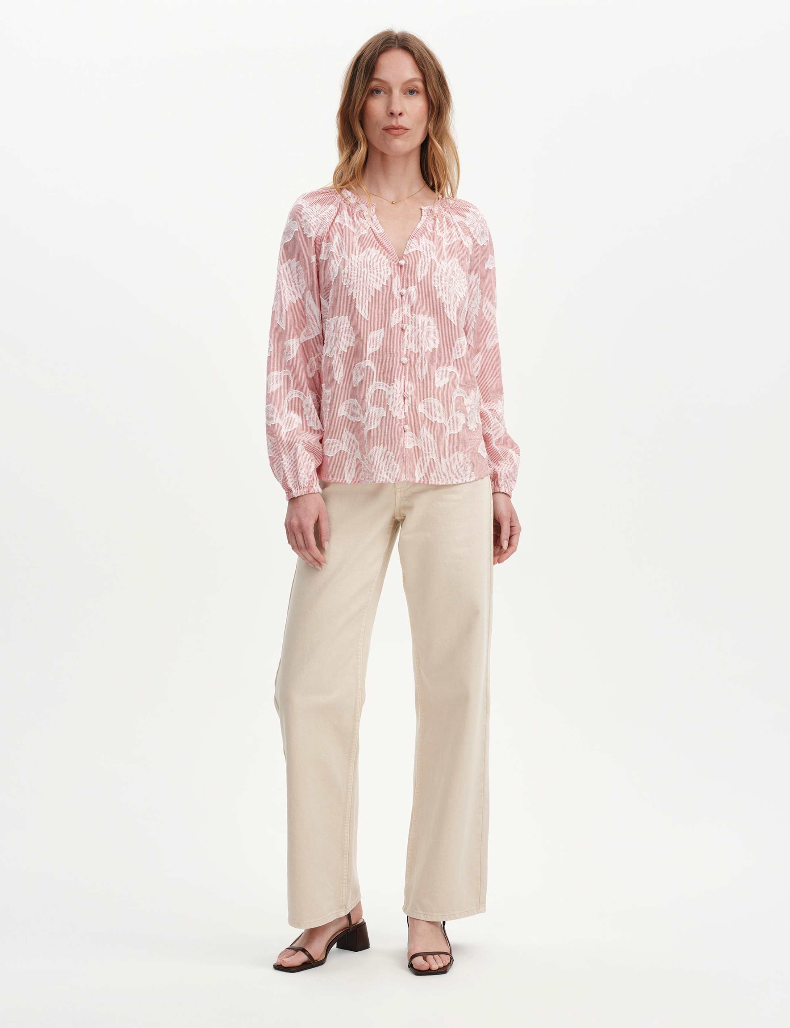 Pure Cotton Embroidered Notch Neck Blouse 2 of 7