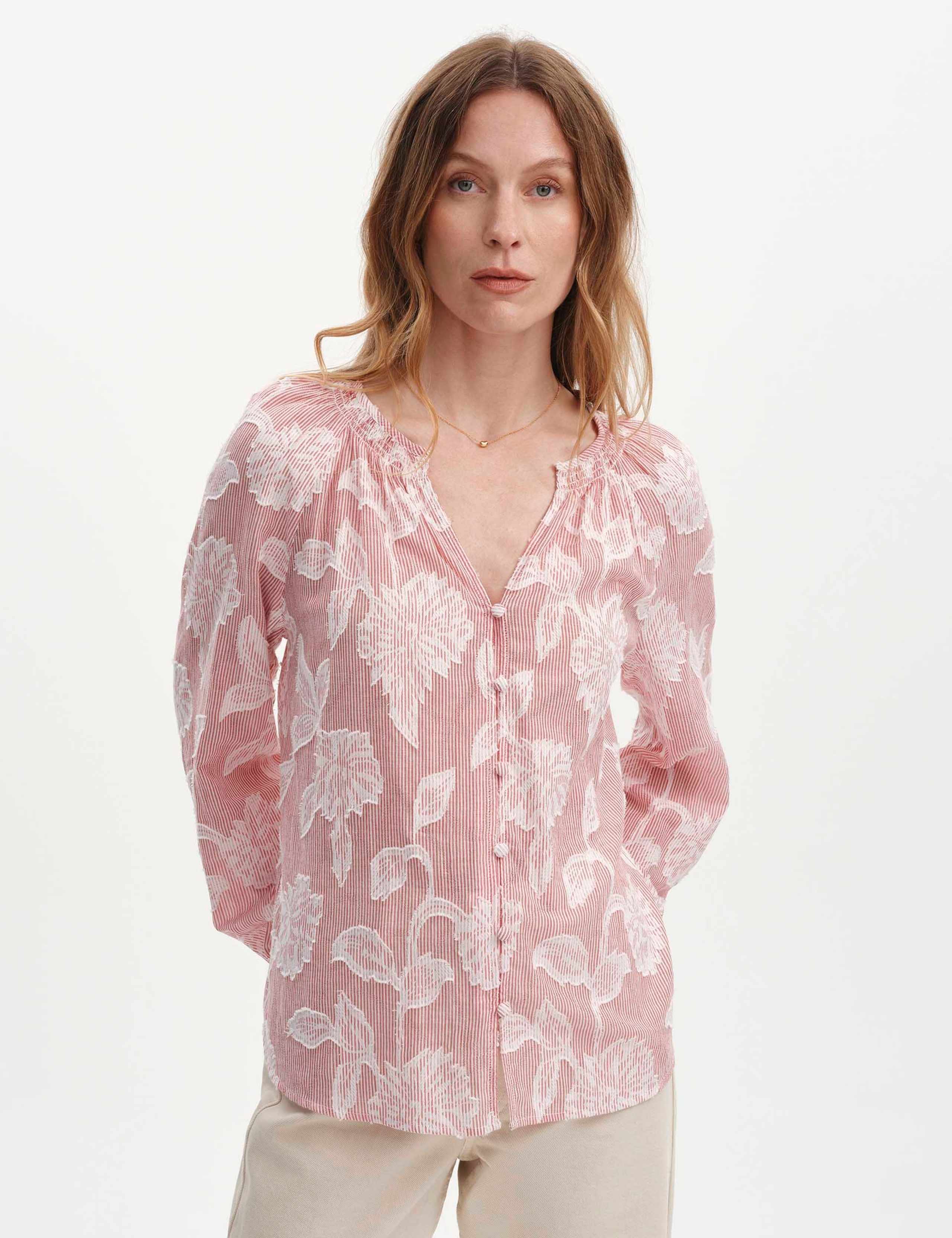 Pure Cotton Embroidered Notch Neck Blouse 3 of 7