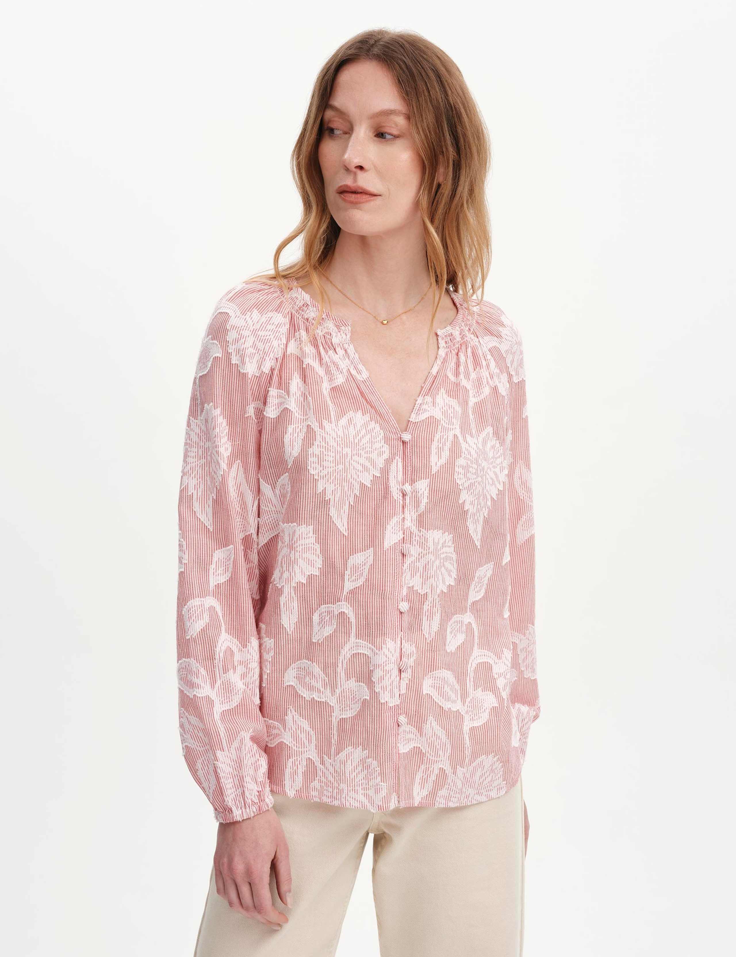 Pure Cotton Embroidered Notch Neck Blouse 4 of 7