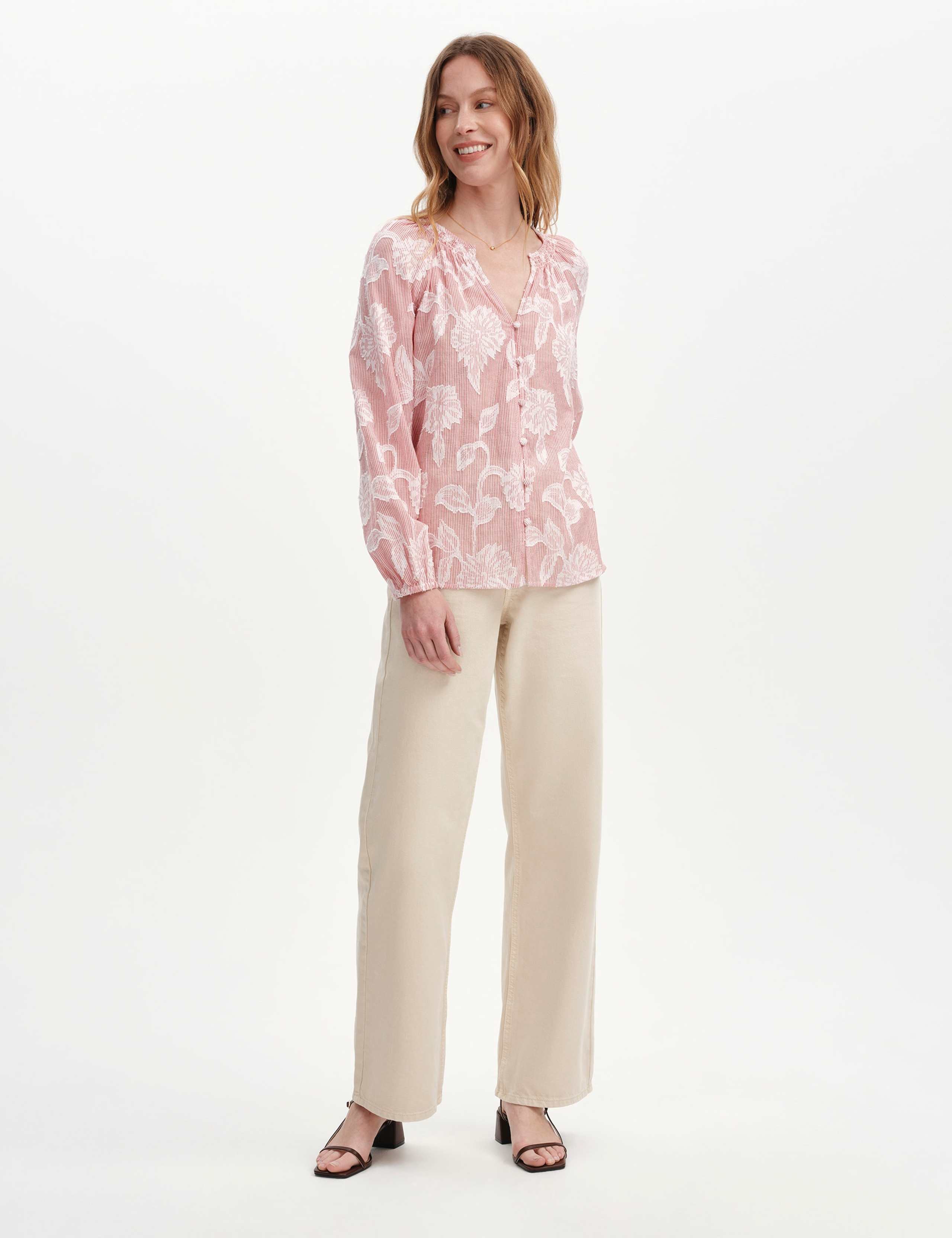 Pure Cotton Embroidered Notch Neck Blouse 5 of 7