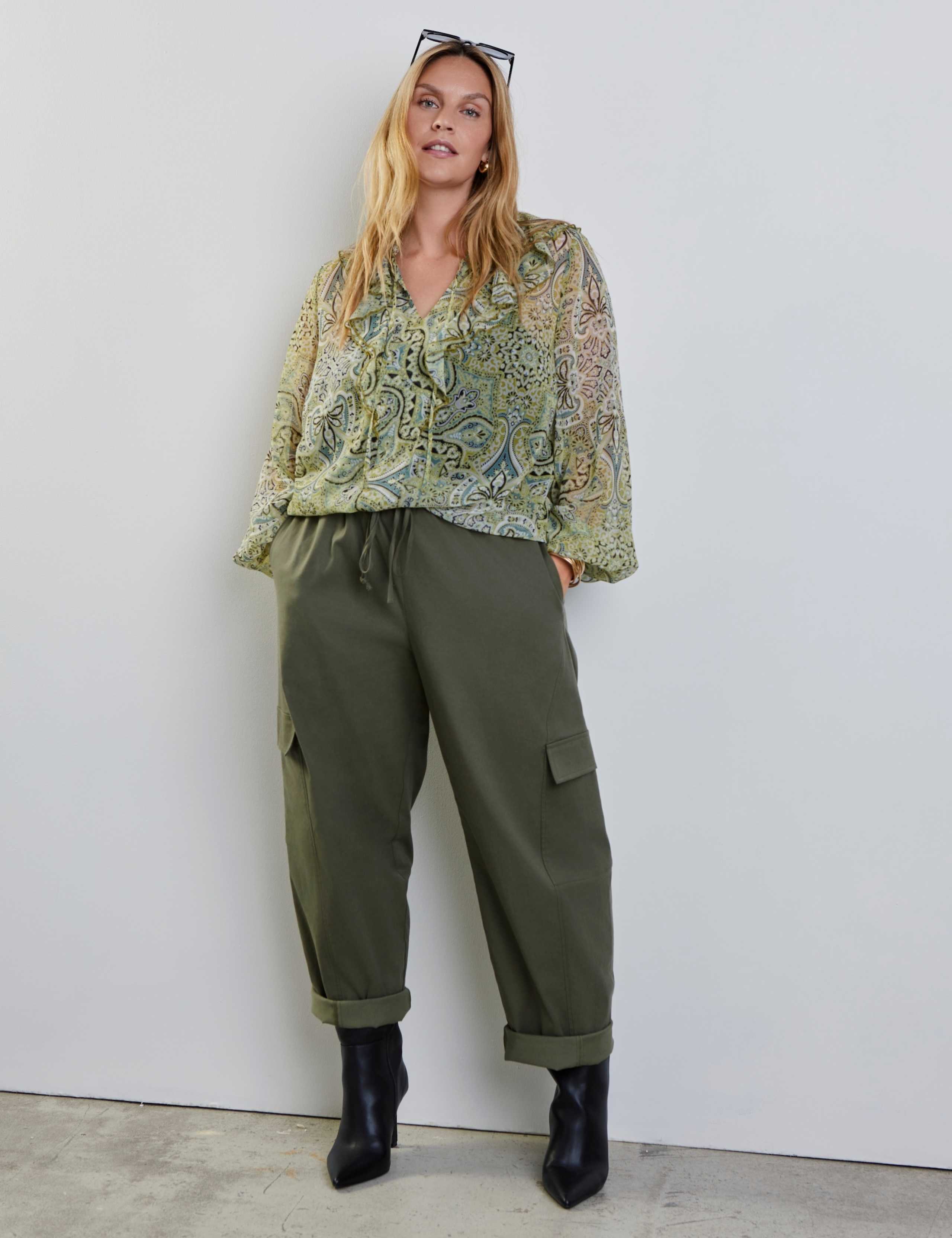 Paisley V-Neck Ruffle Blouse 2 of 5