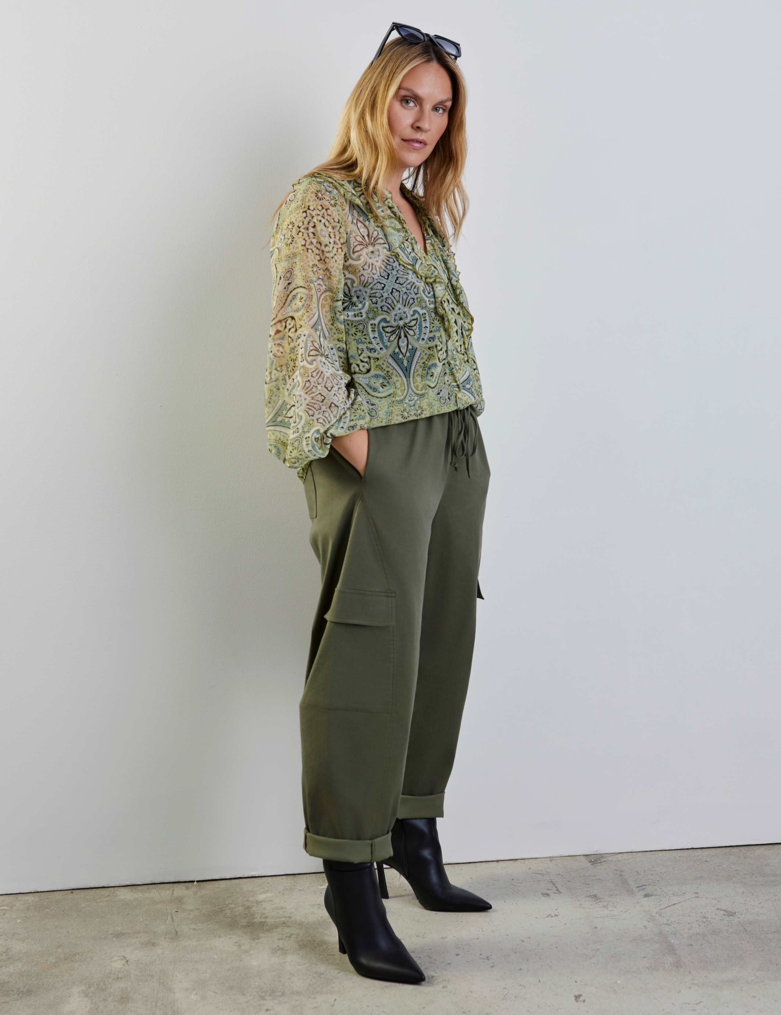 Paisley V-Neck Ruffle Blouse 3 of 5