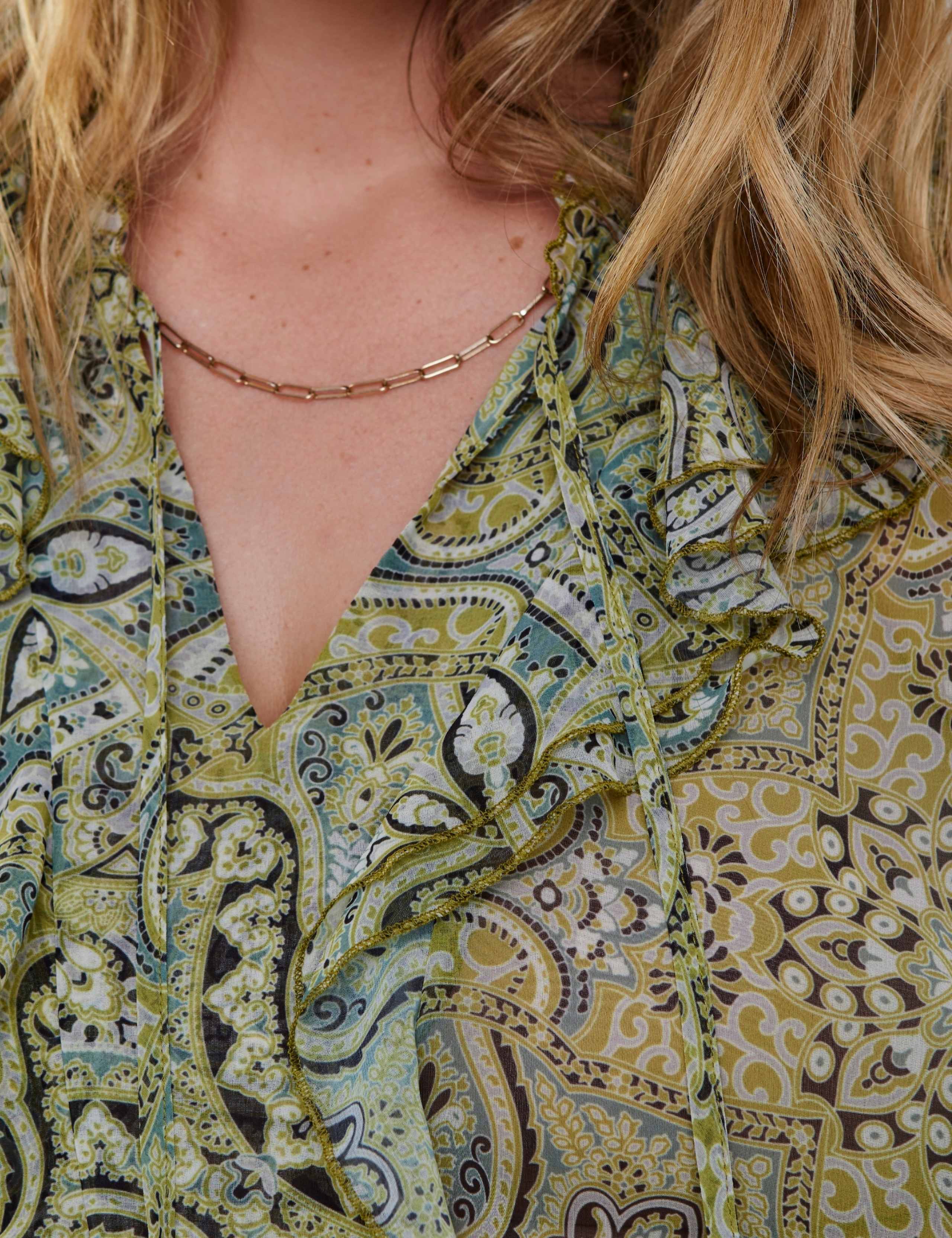 Paisley V-Neck Ruffle Blouse 5 of 5