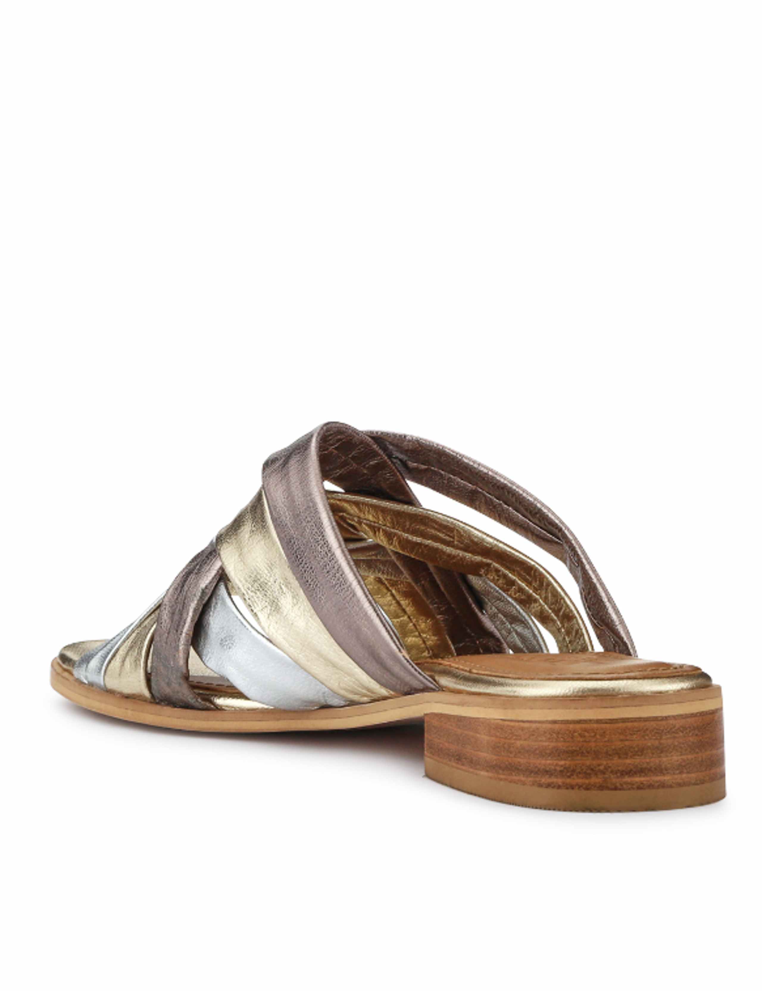 Leather Metallic Crossover Strap Mules 7 of 8