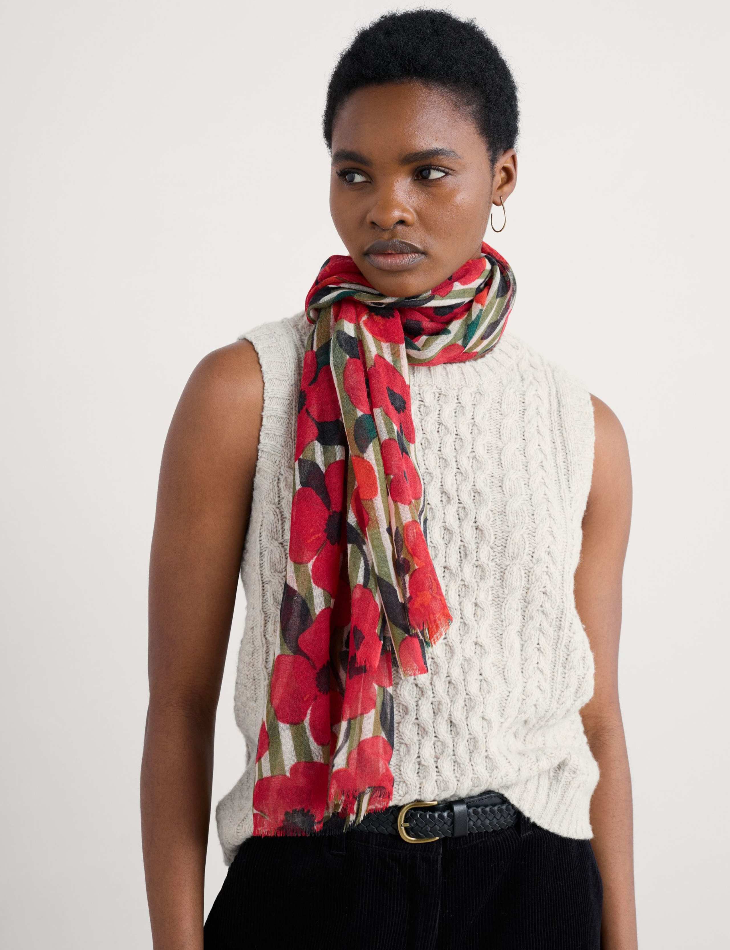Pure Wool Floral Scarf 3 of 4