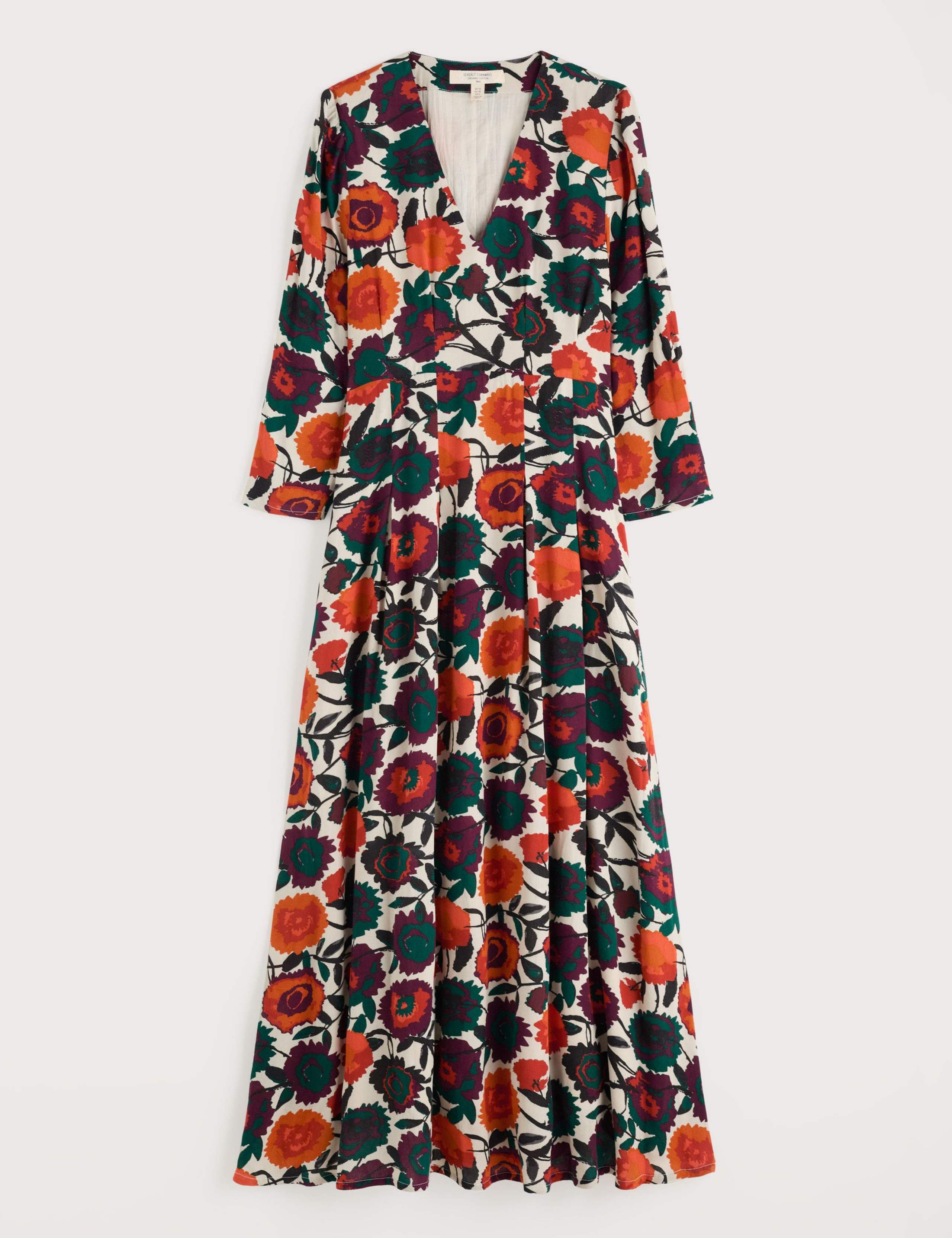 Floral V-Neck Midi Waisted Dress 2 of 5