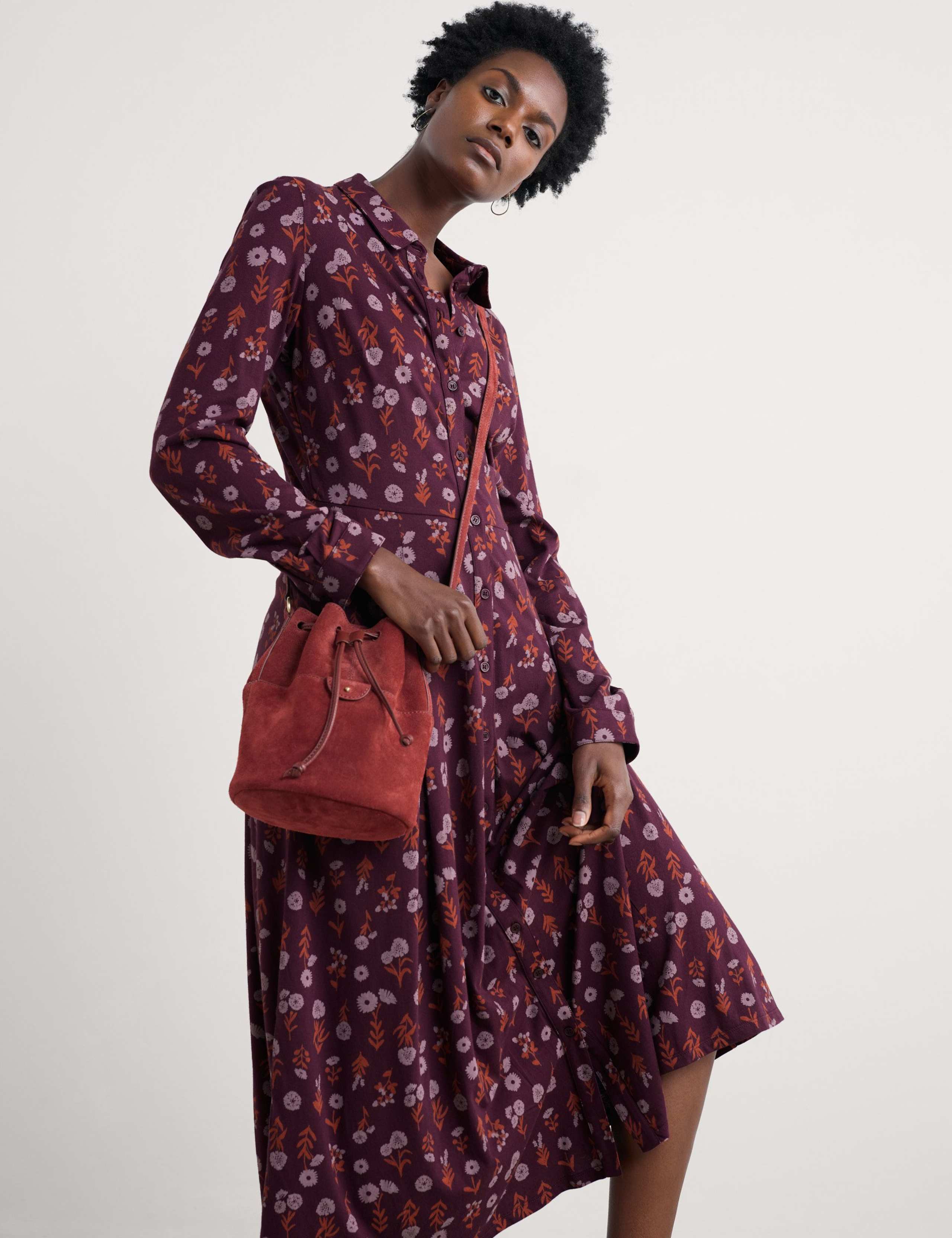 Cotton Rich Floral Midi Shirt Dress 4 of 5