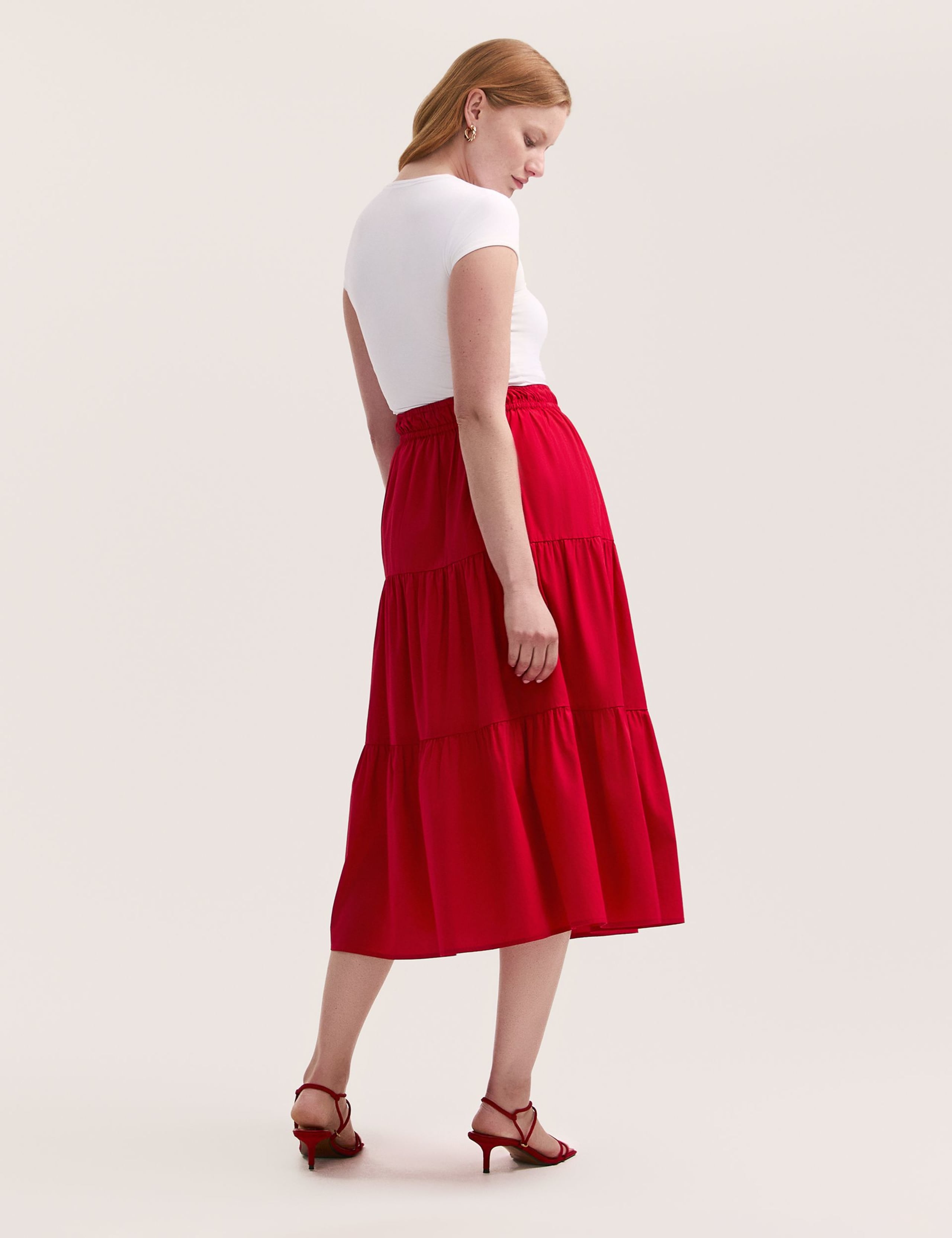 Pure Cotton Midi Tiered Skirt 3 of 4