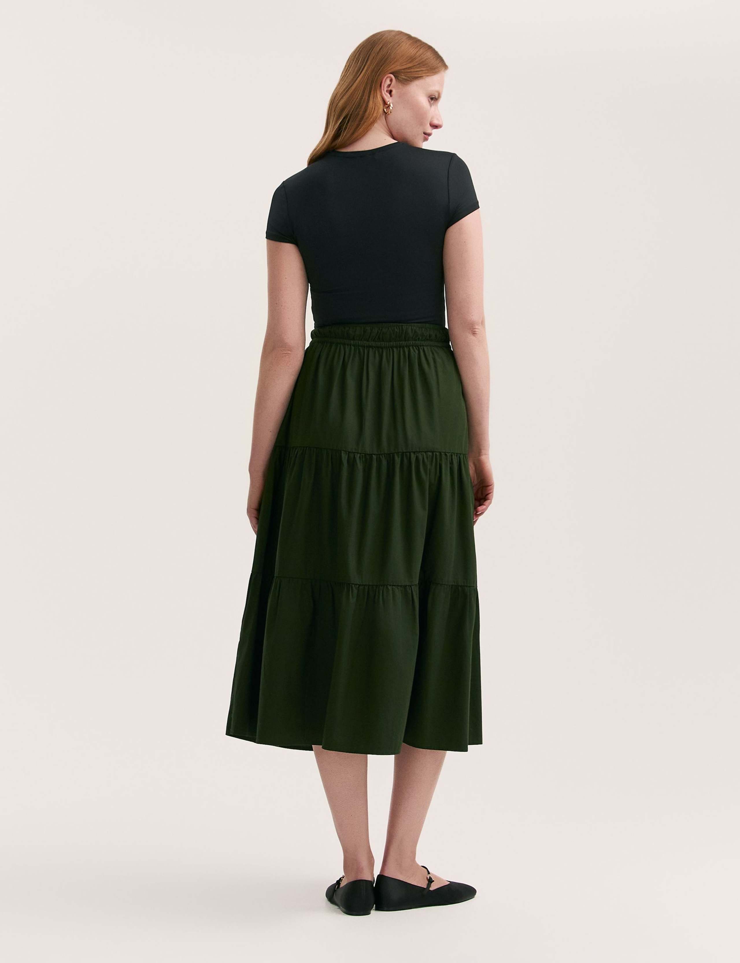 Pure Cotton Midi Tiered Skirt 3 of 4