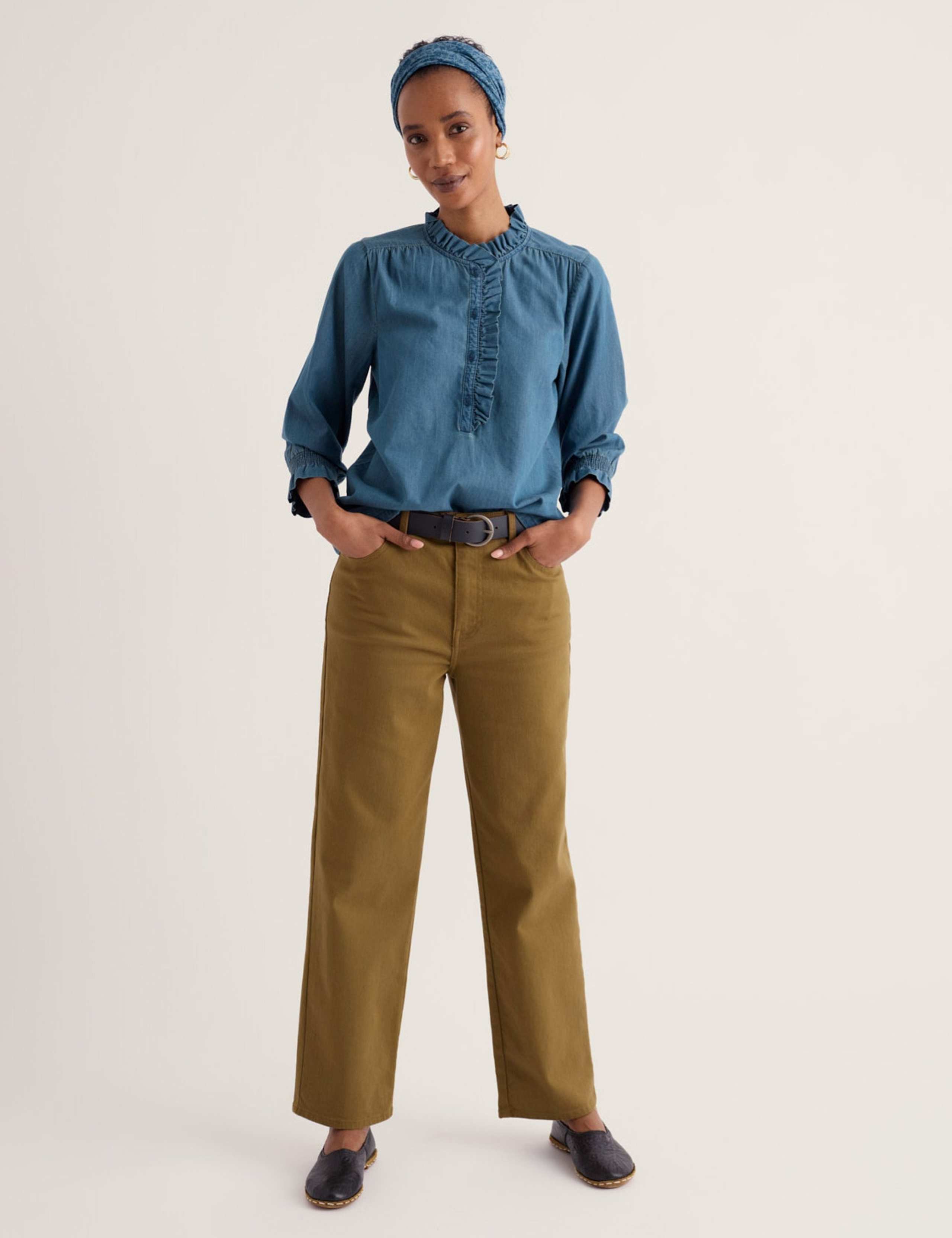 Denim Relaxed Frill Detail Shirt 1 of 5