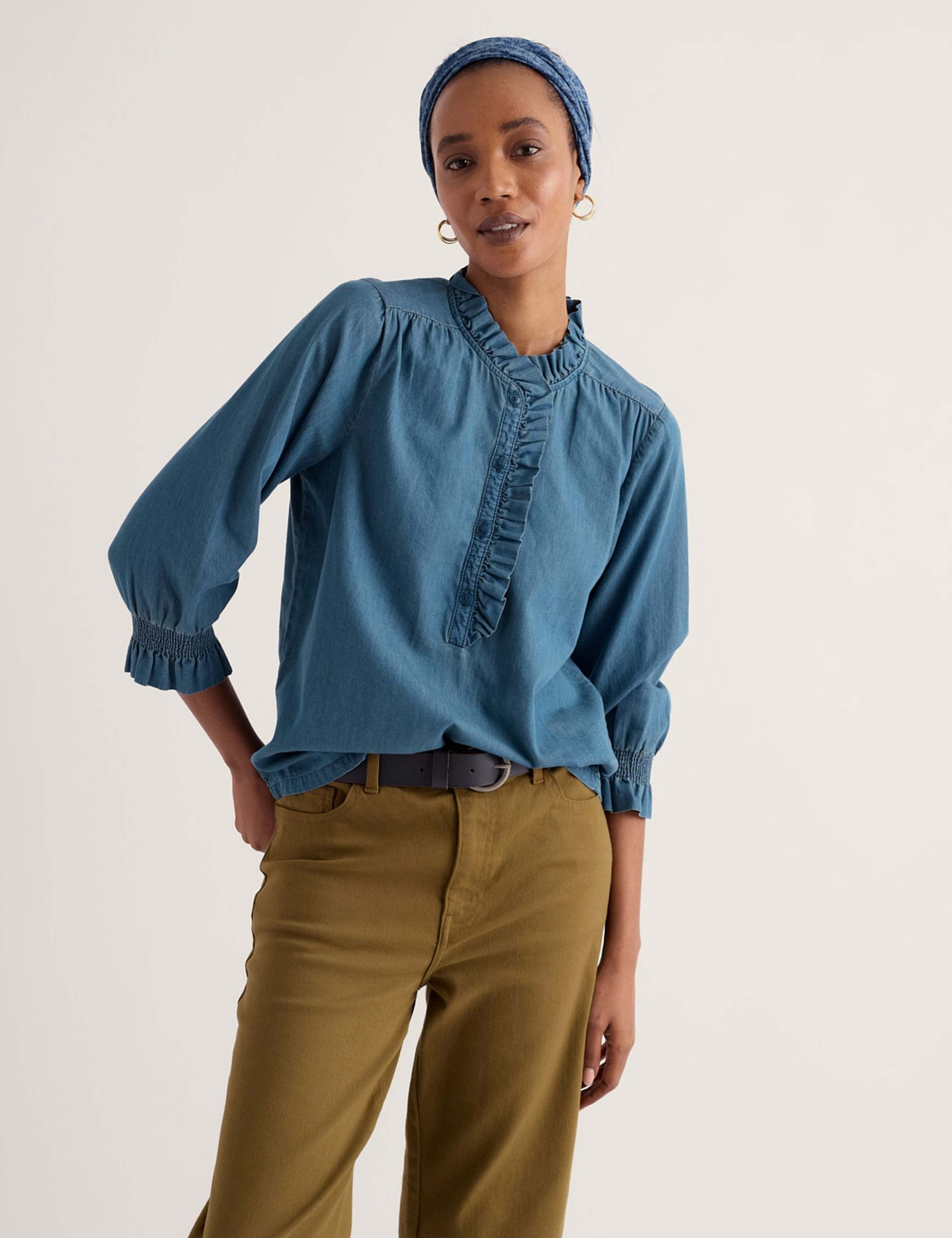 Denim Relaxed Frill Detail Shirt 3 of 5