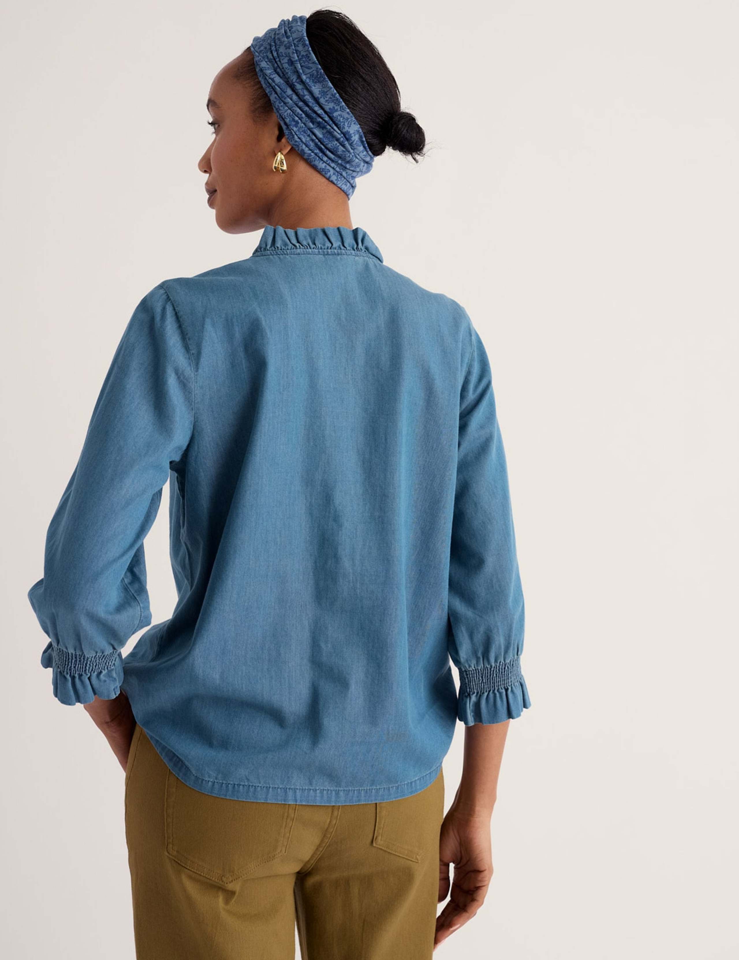 Denim Relaxed Frill Detail Shirt 4 of 5
