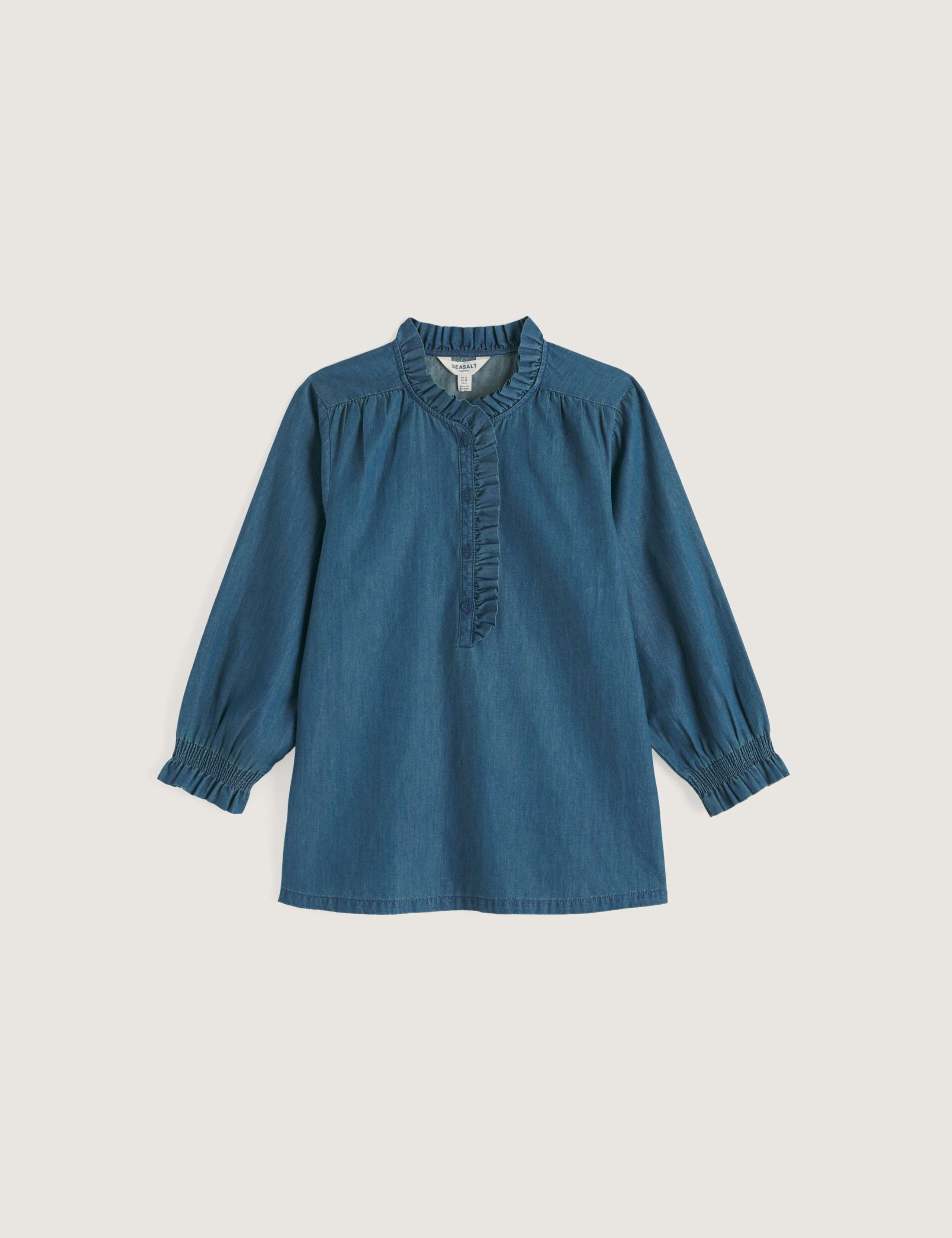 Denim Relaxed Frill Detail Shirt 2 of 5