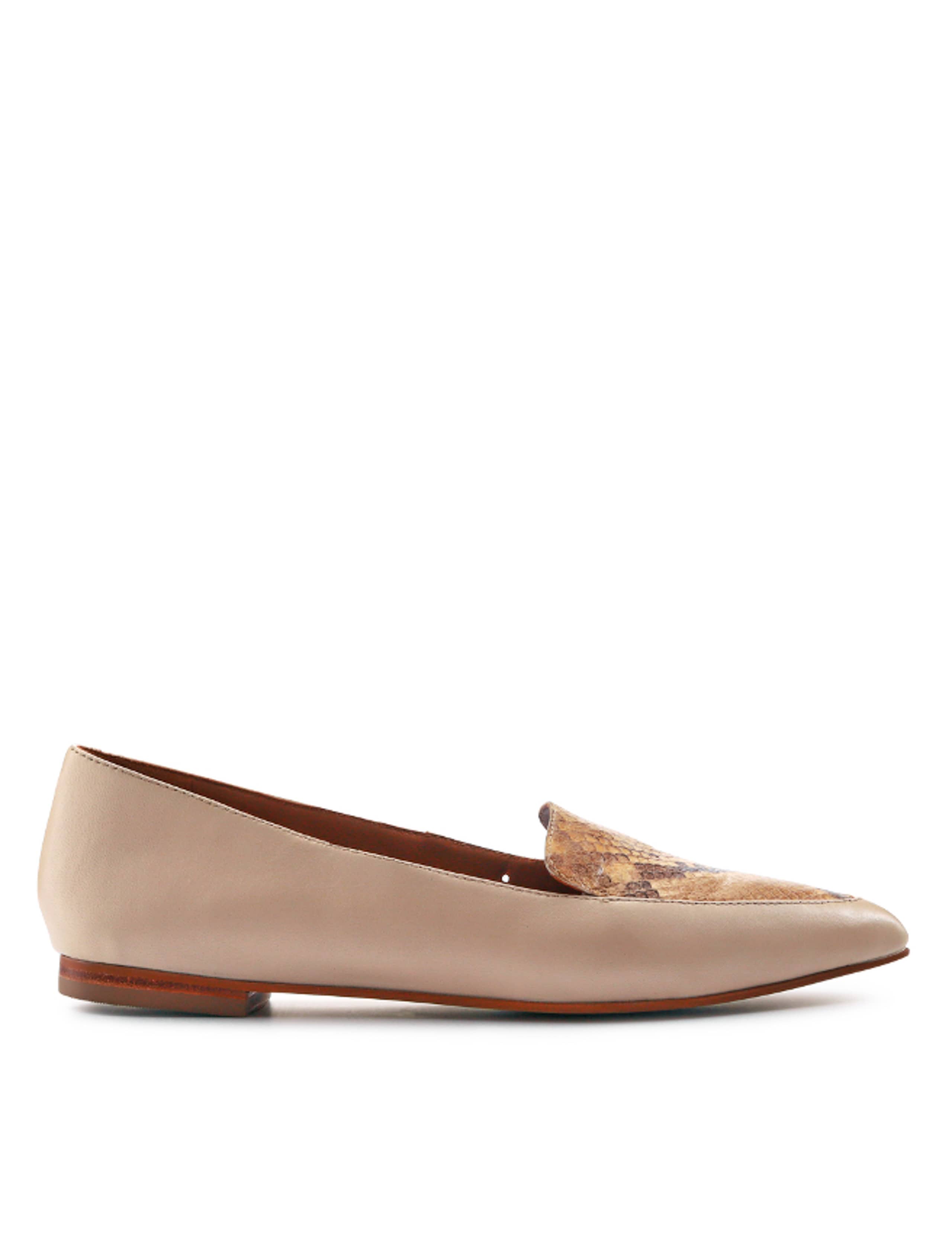 Wide Fit Leather Snake Print Flat Pointed Pumps 2 of 7