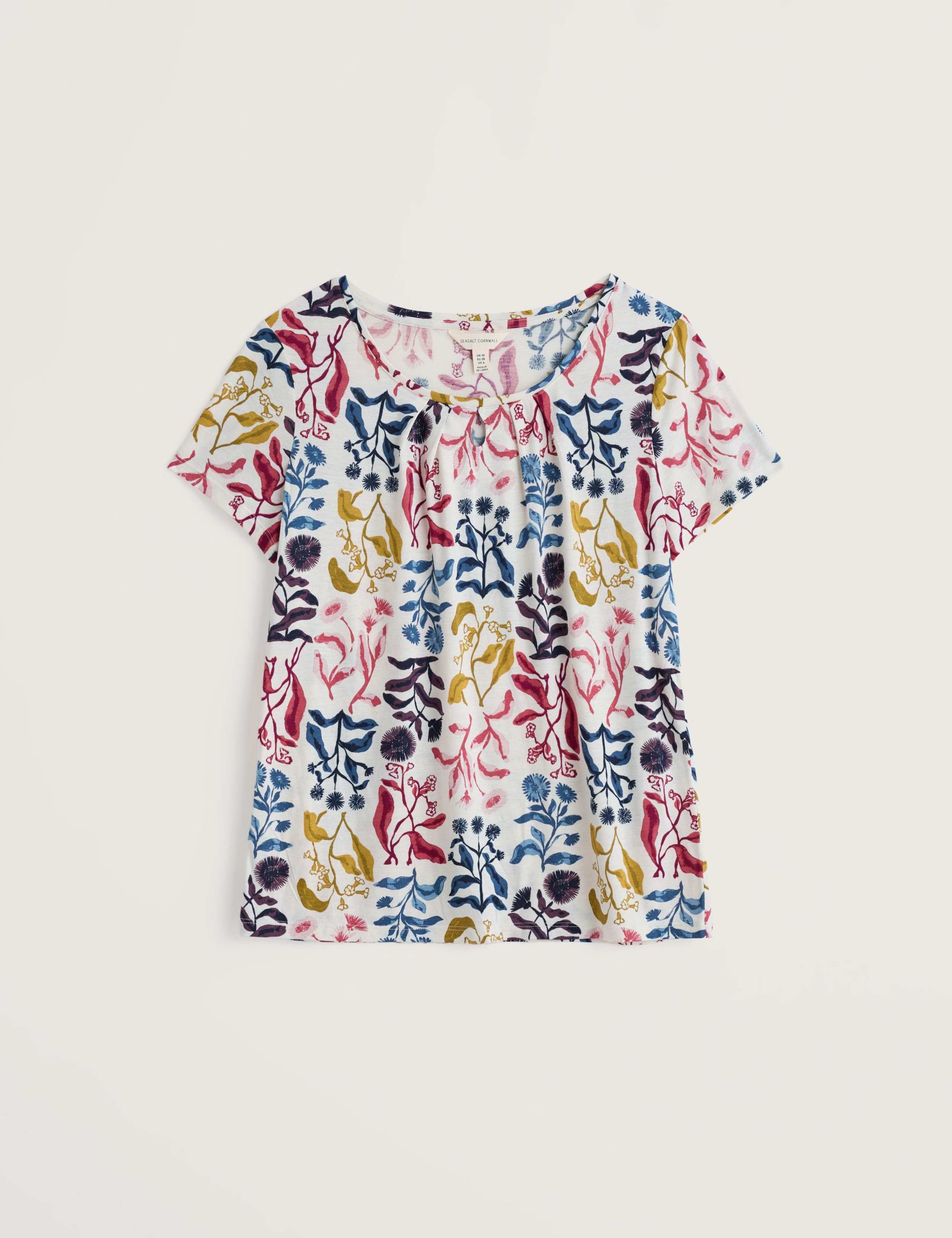 Cotton Blend Floral Scoop Neck Relaxed Top 2 of 5