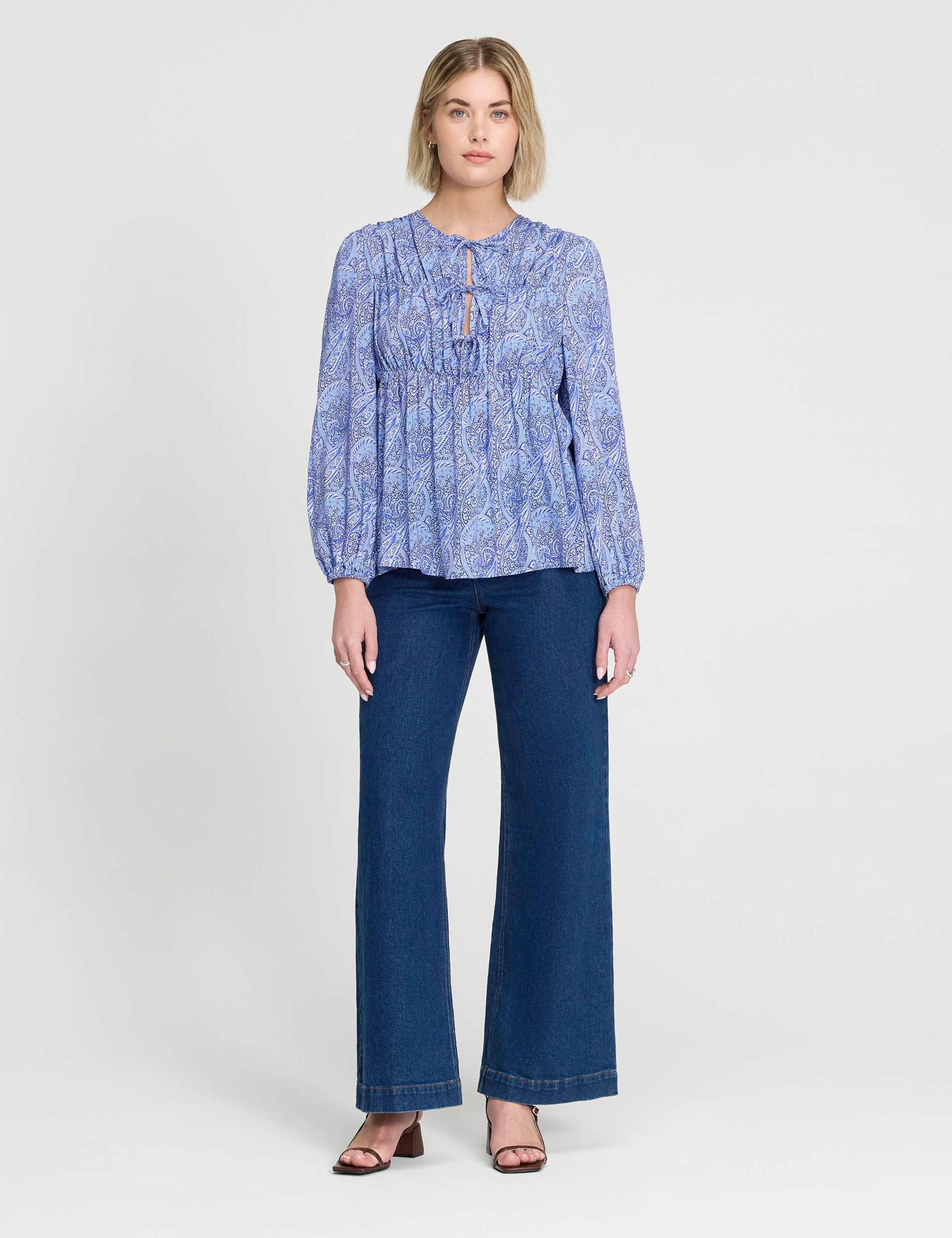 Paisley Tie Front Top 2 of 7