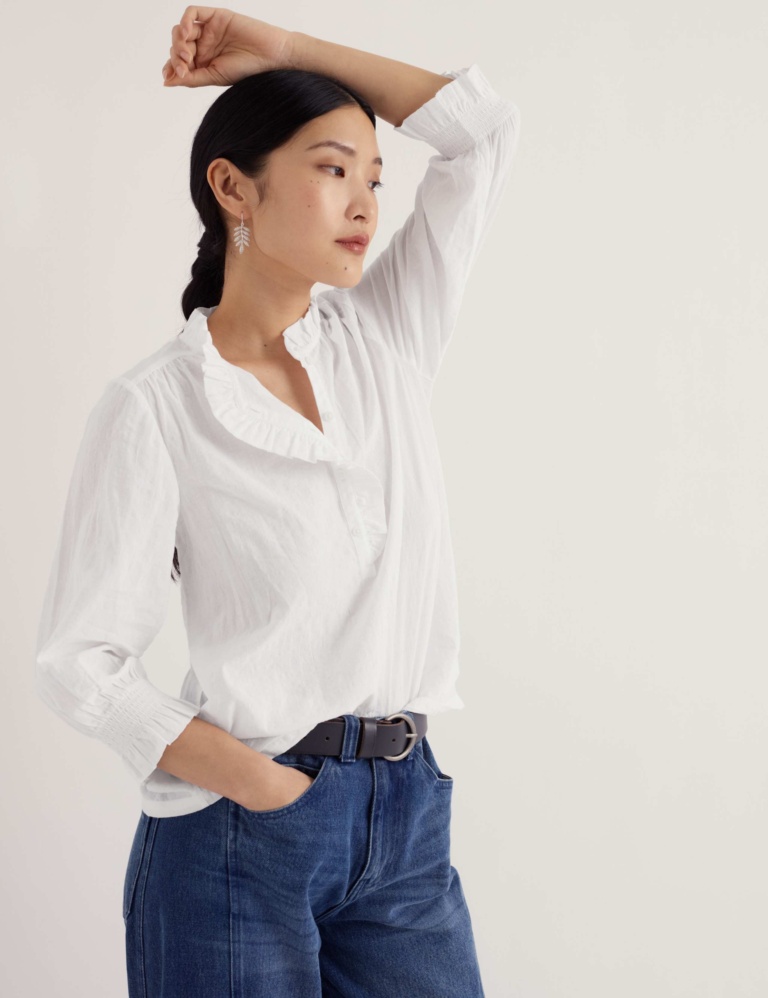 Cotton Rich Relaxed Frill Detail Shirt 4 of 5