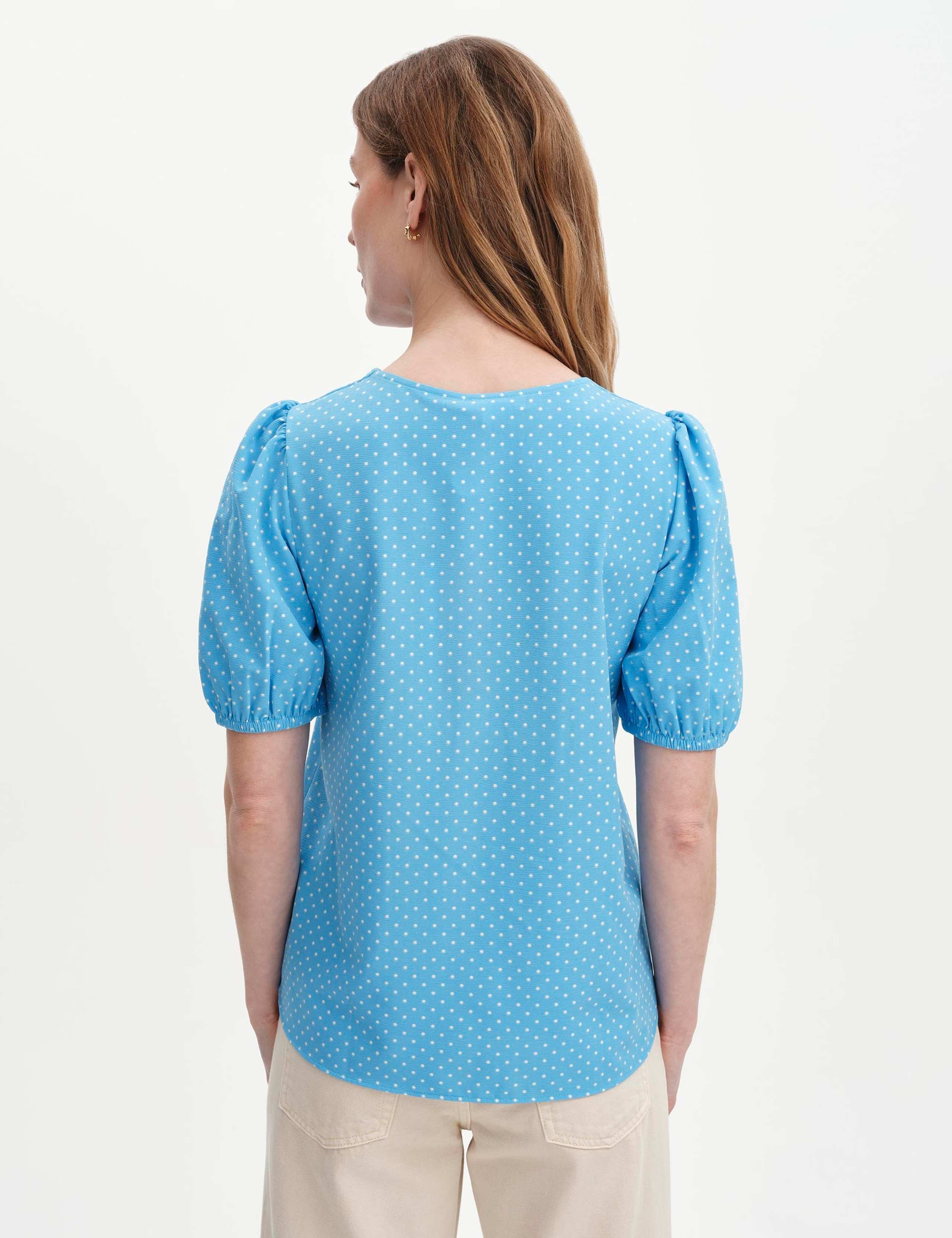 Polka Dot Short Sleeve Button Through Top 3 of 6