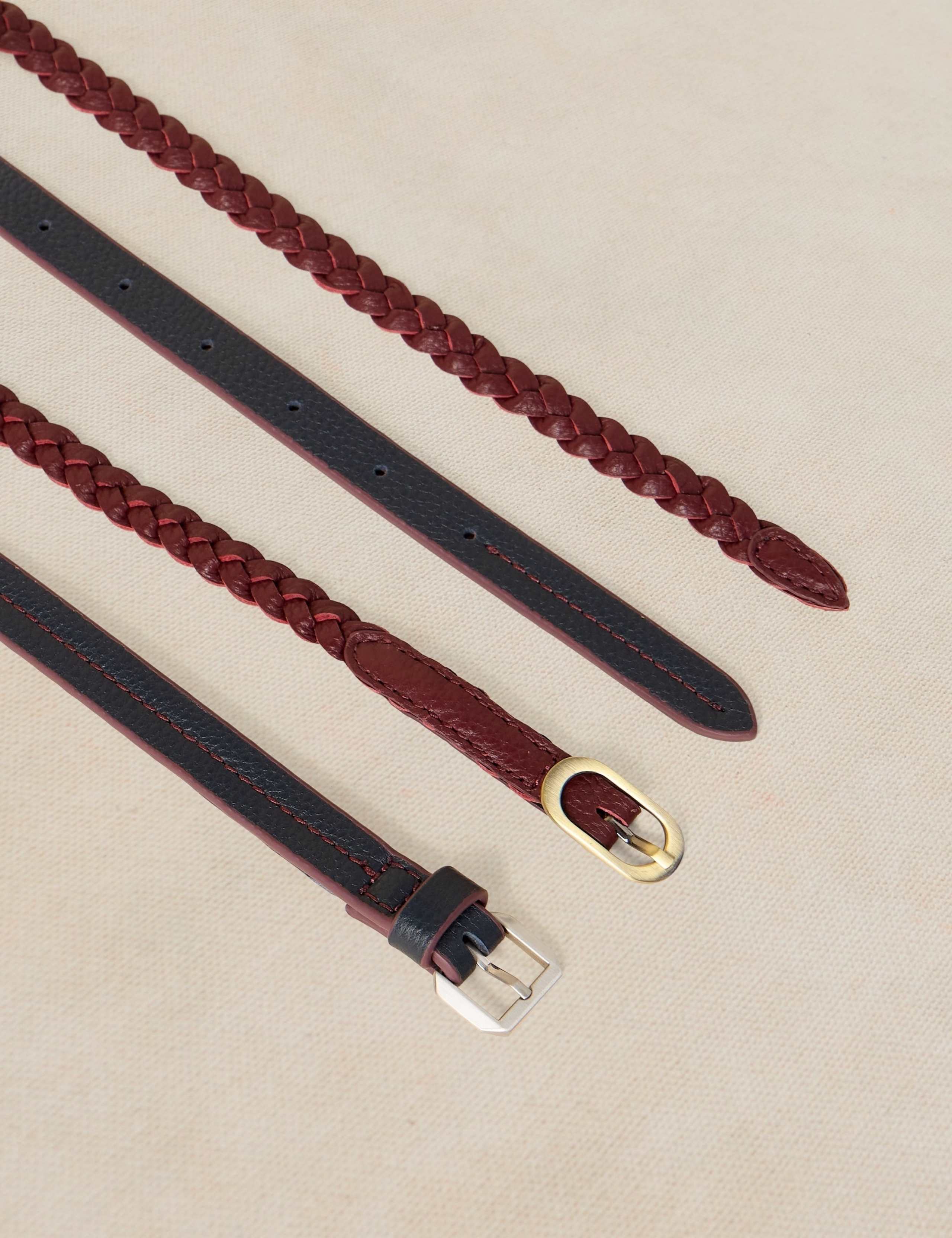 2 Pack Leather Plaited and Plain Belts 4 of 4