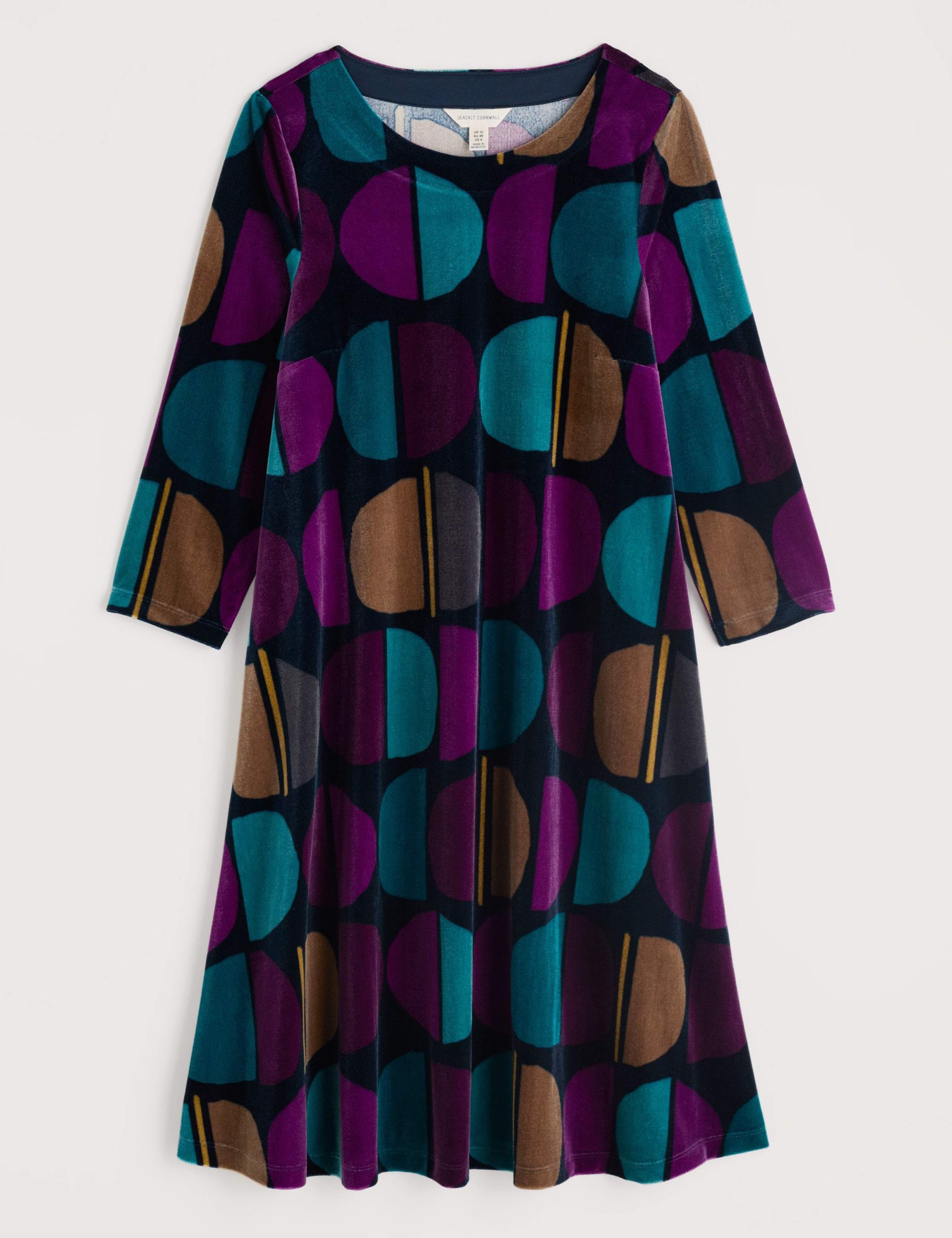 Velvet Geometric Knee Length Shift Dress 2 of 5