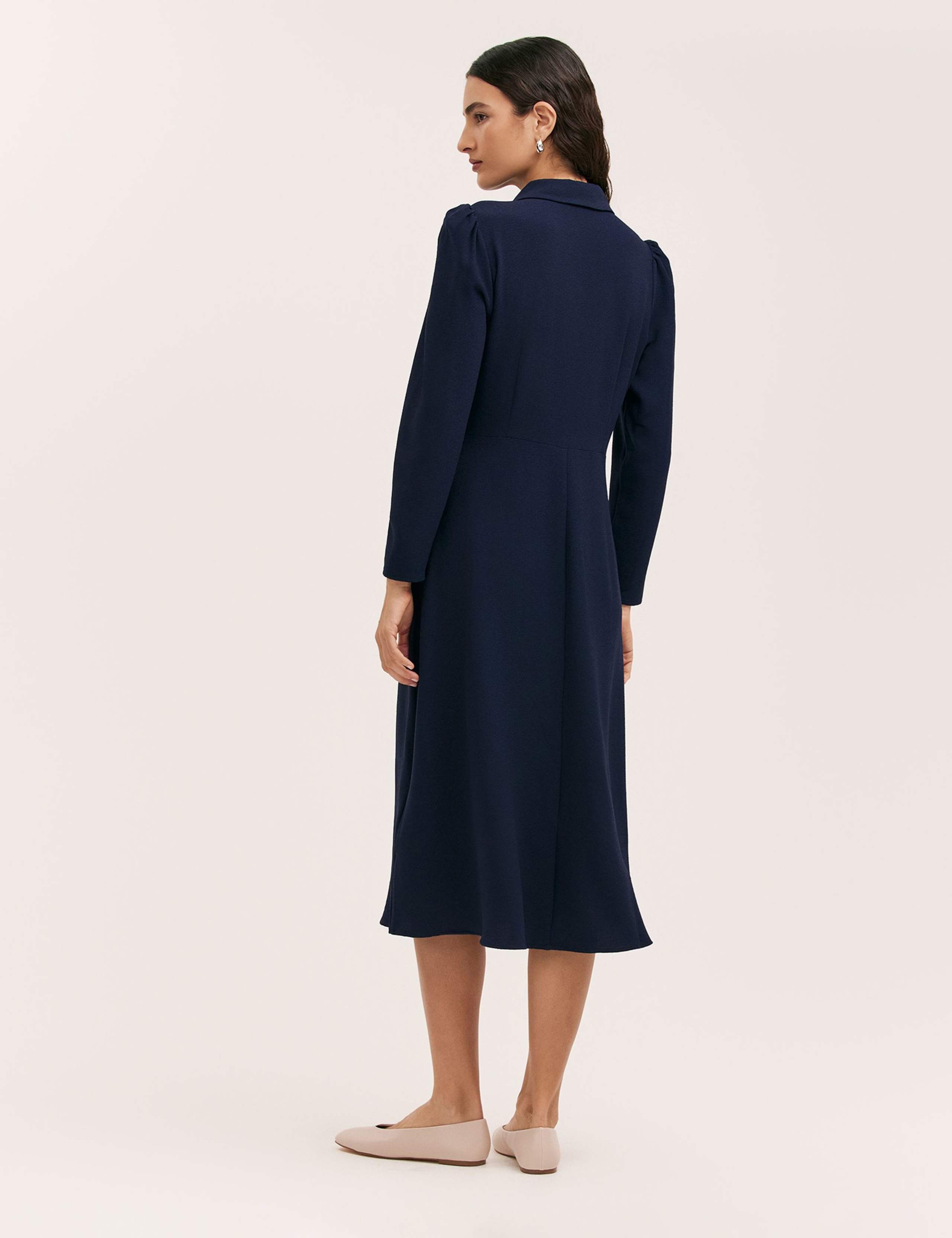 Crepe Button Front Midi Shirt Dress 2 of 4