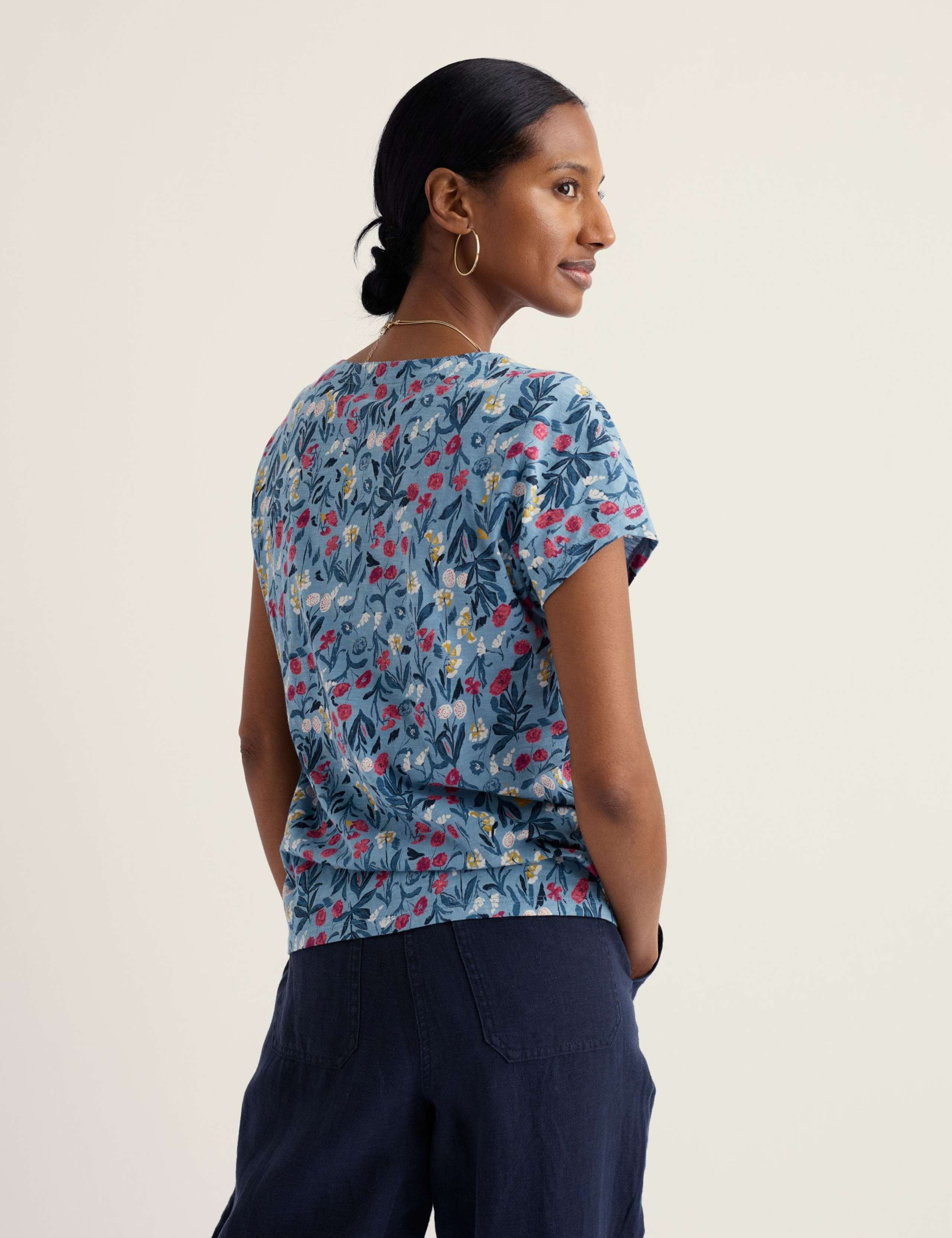 Pure Cotton Floral V-Neck Top 4 of 5