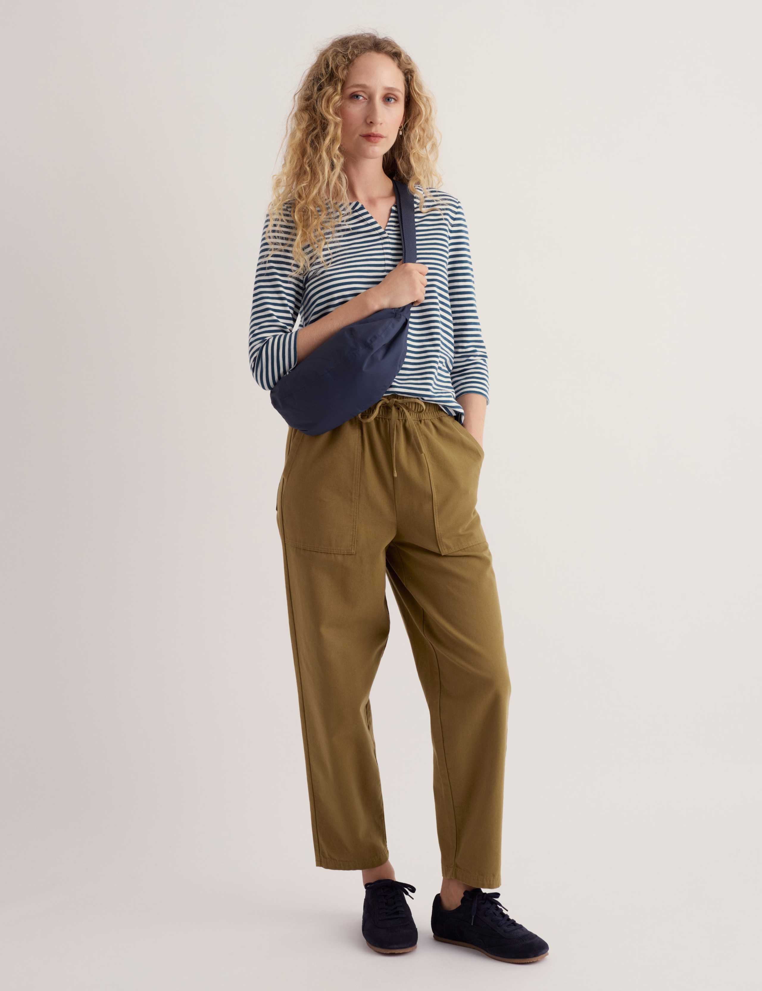 Pure Cotton Striped Notch Neck Top 1 of 5