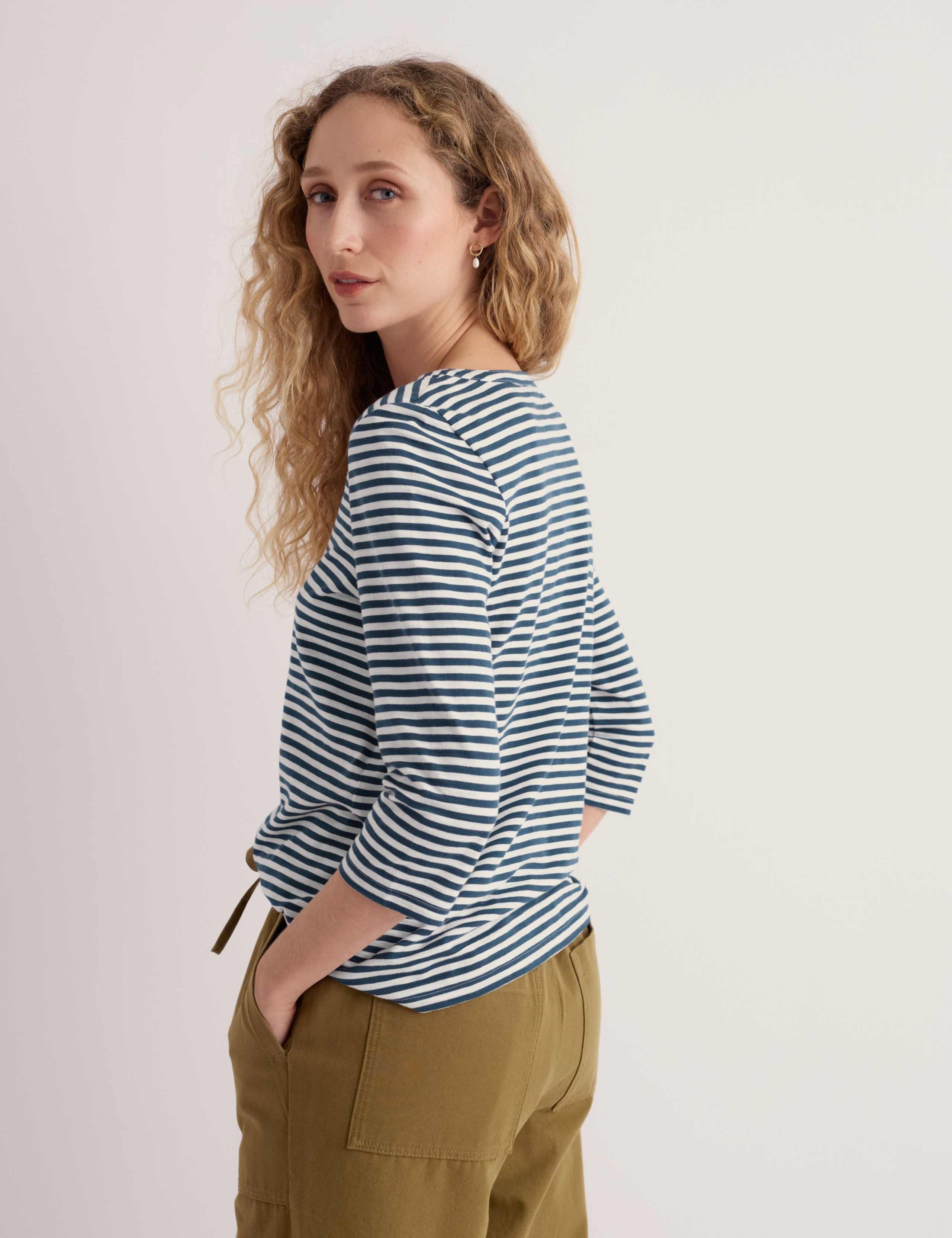 Pure Cotton Striped Notch Neck Top 4 of 5