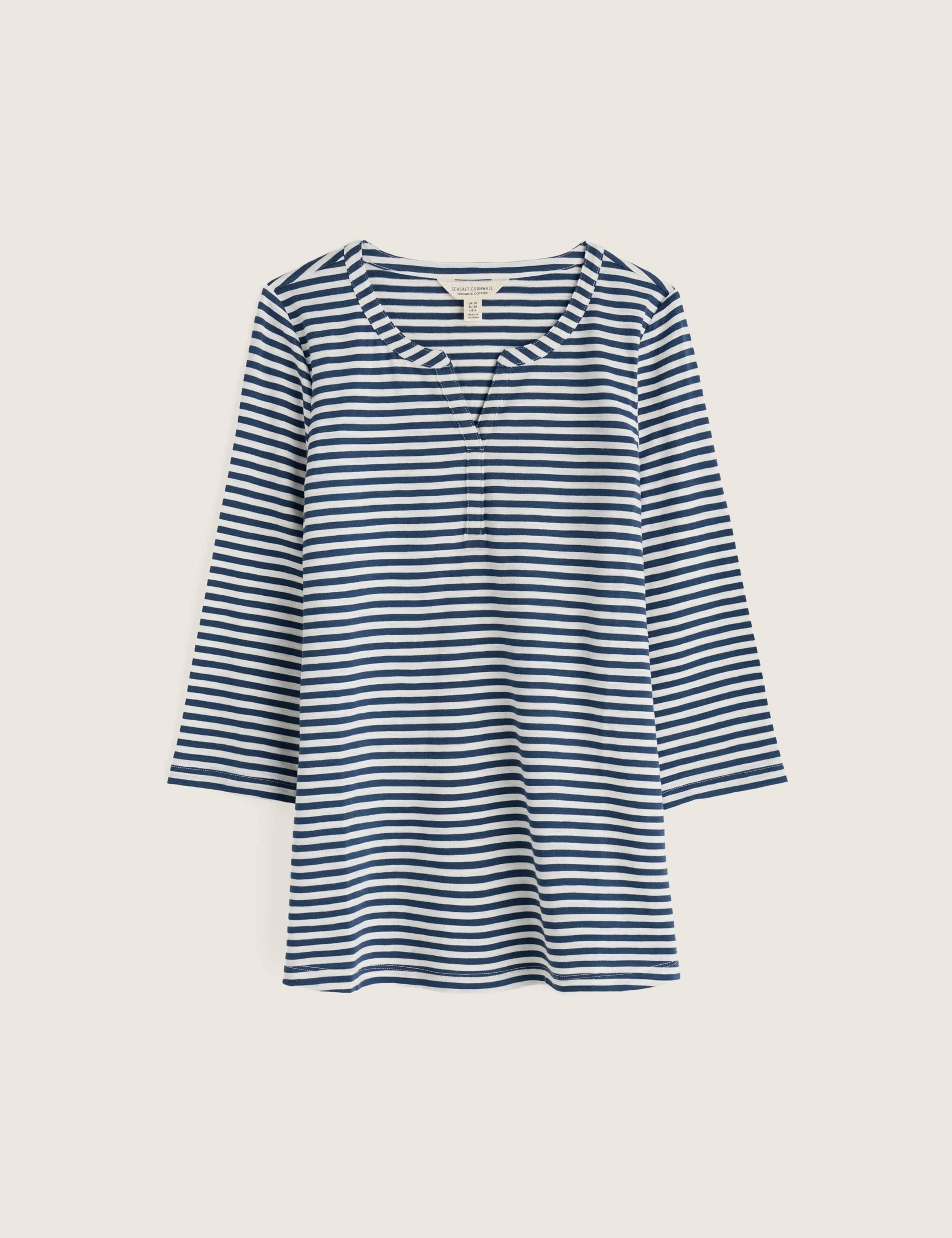Pure Cotton Striped Notch Neck Top 2 of 5