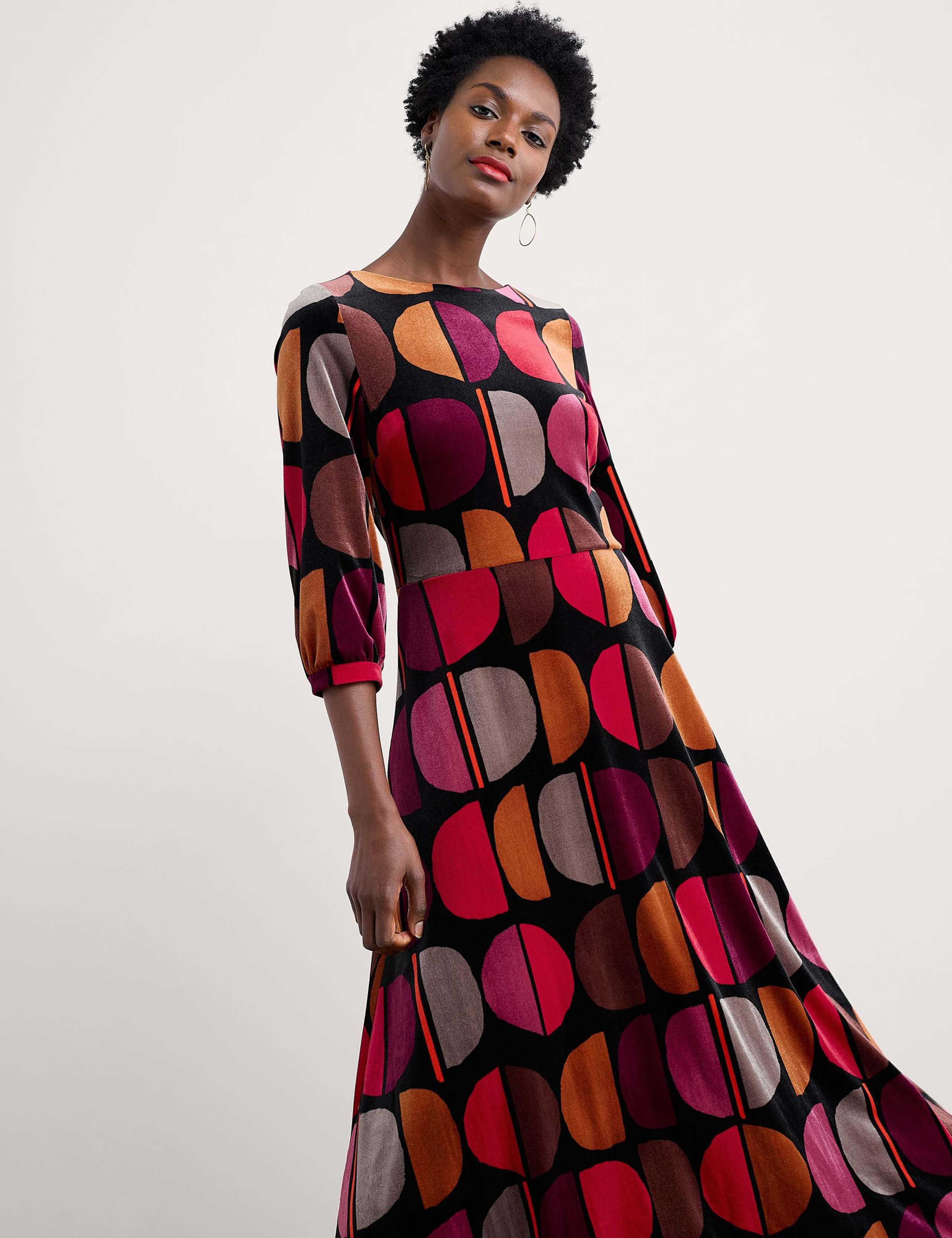 Velvet Geometric Midaxi Skater Dress 4 of 5