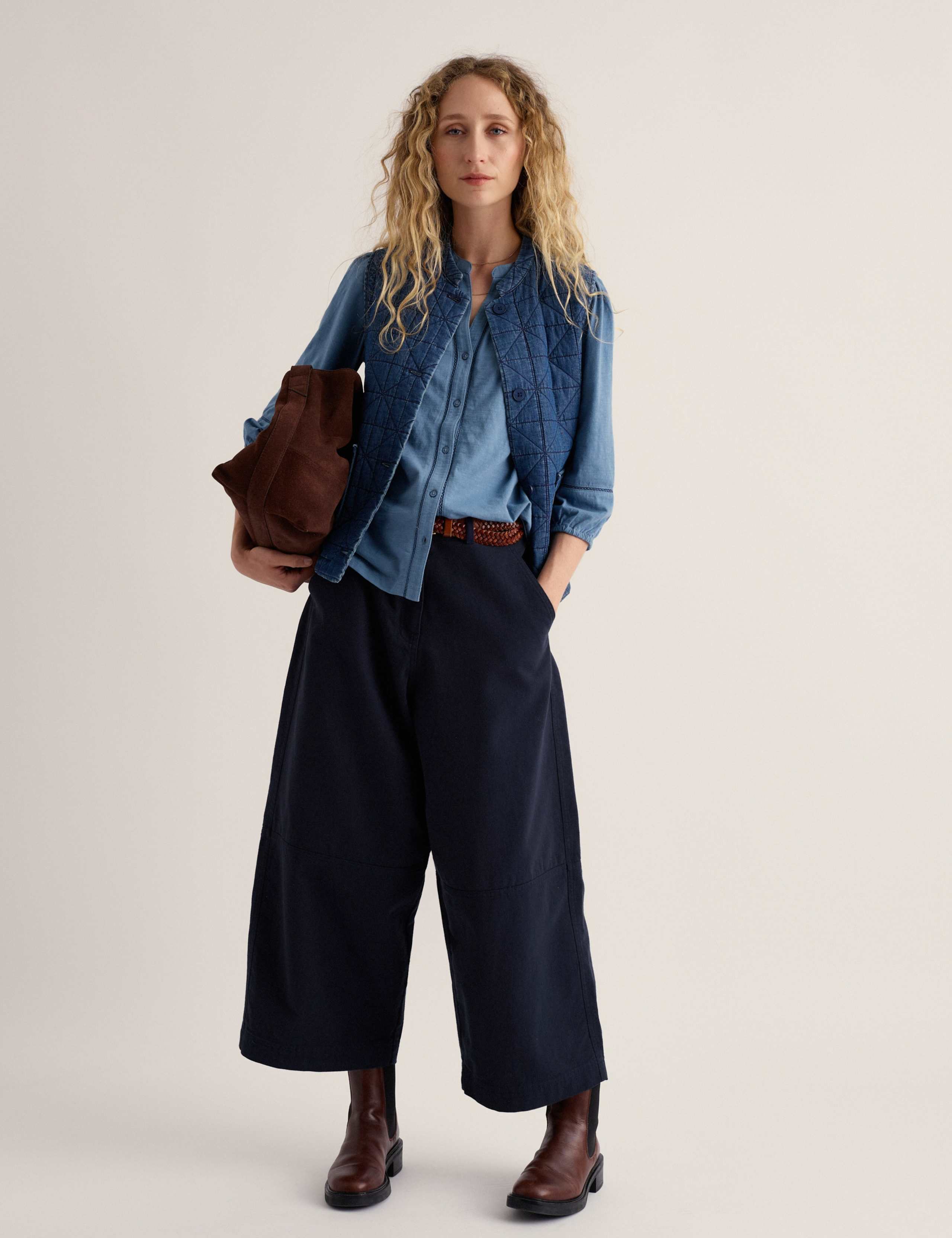 Pure Cotton Notch Neck Button Through Blouse 1 of 5
