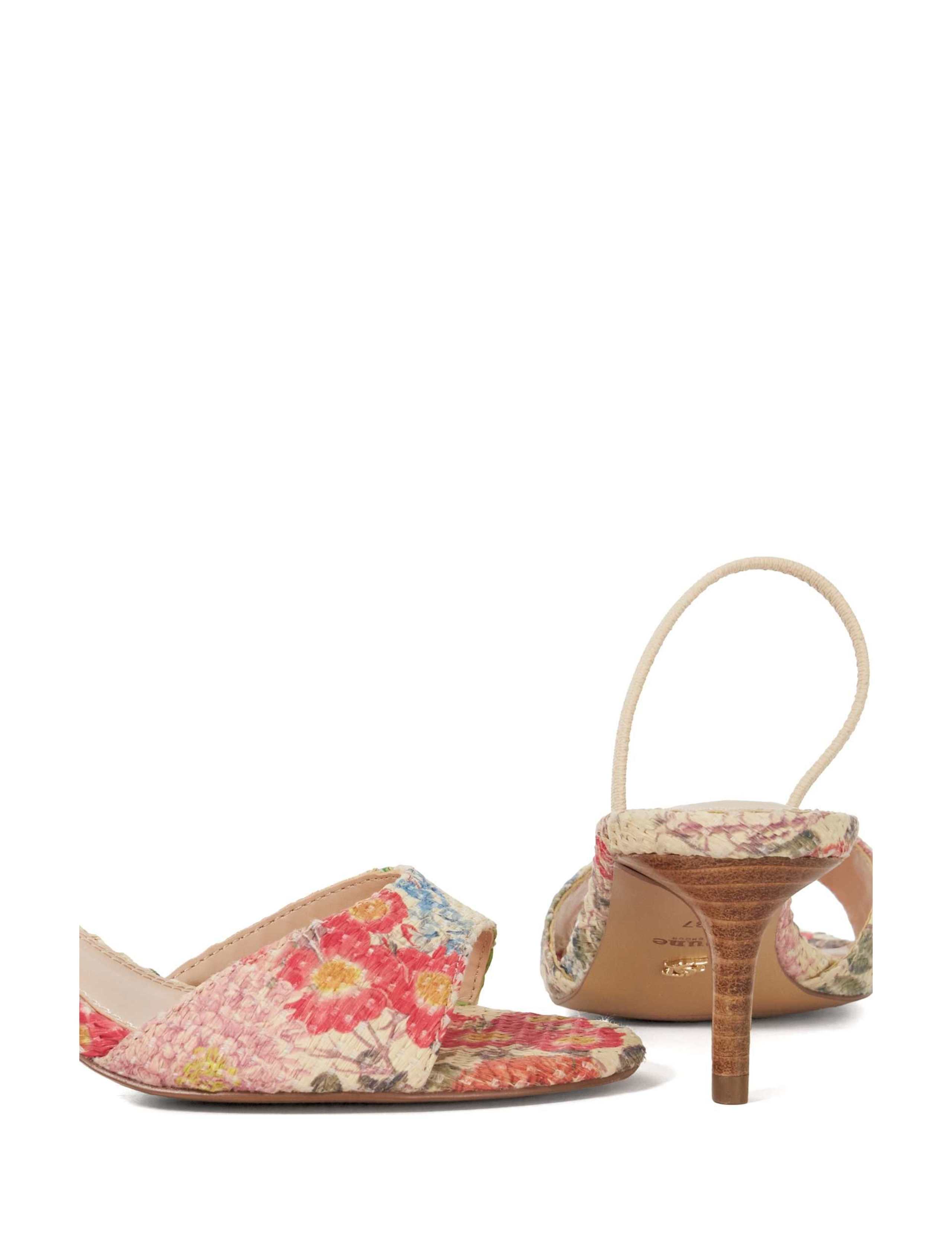 Woven Floral Strappy Kitten Heel Sandals 6 of 6