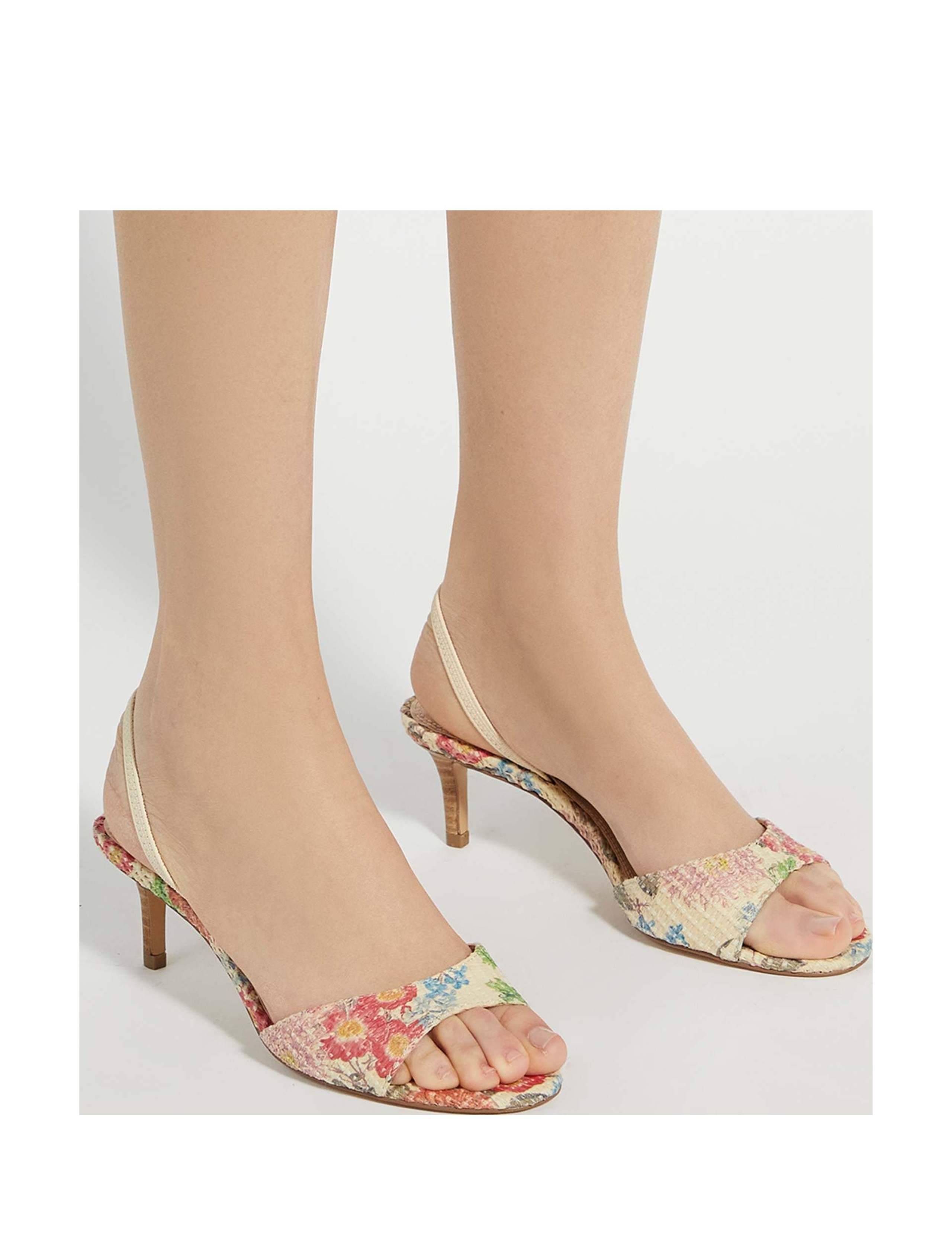 Woven Floral Strappy Kitten Heel Sandals 2 of 6