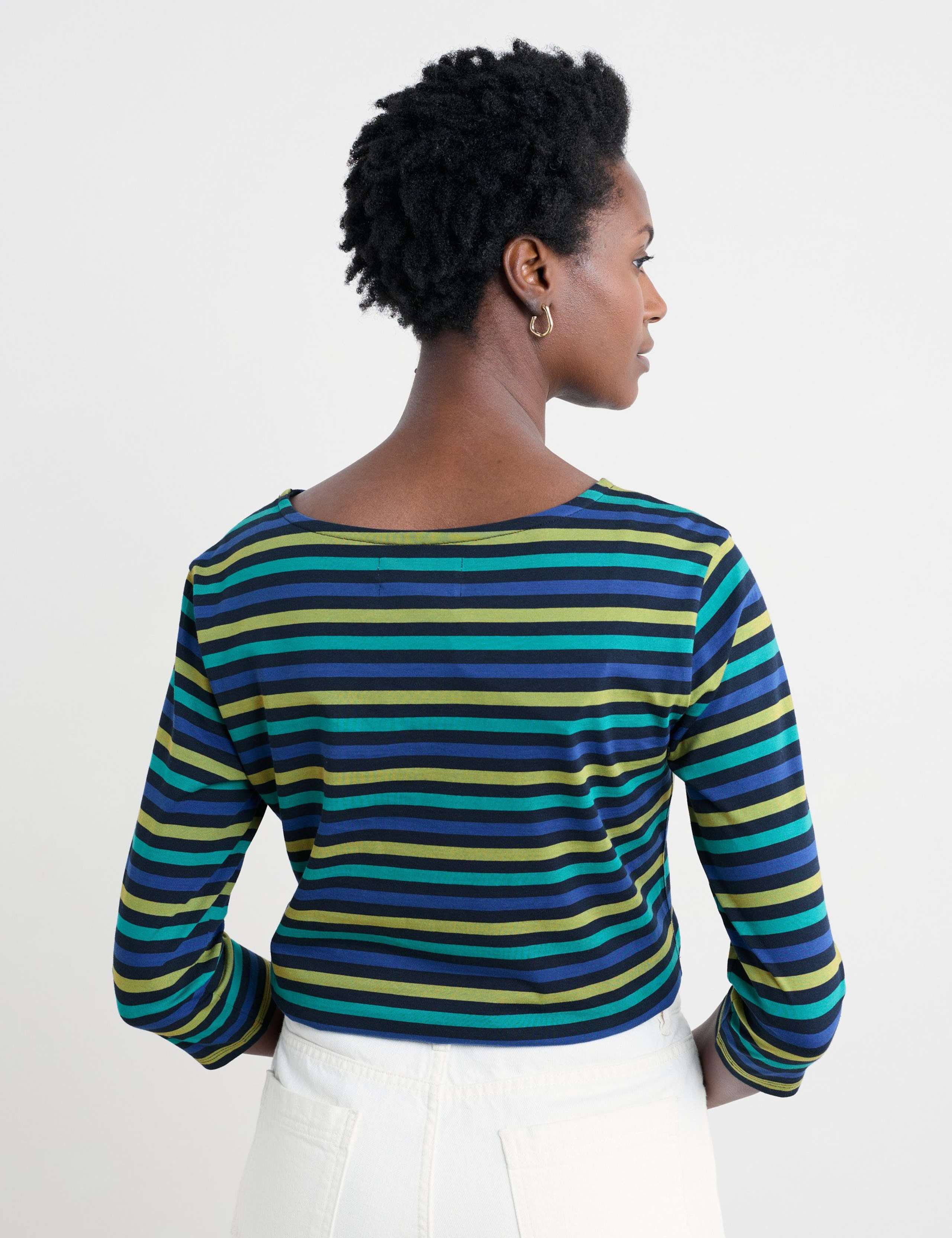 Cotton Striped Scoop Neck Sailor Top 4 of 4