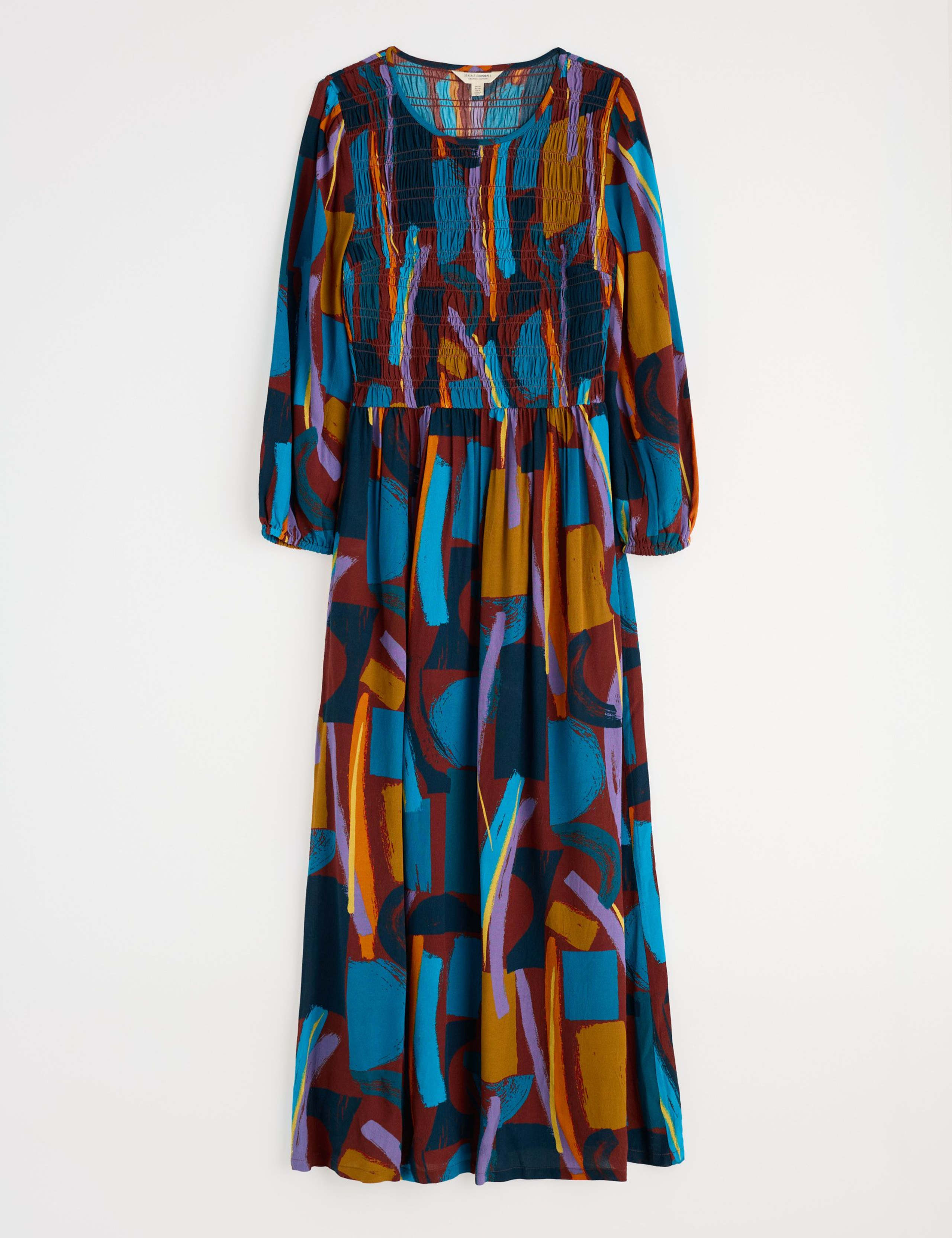 Geometric Shirred Midi Waisted Dress 2 of 5