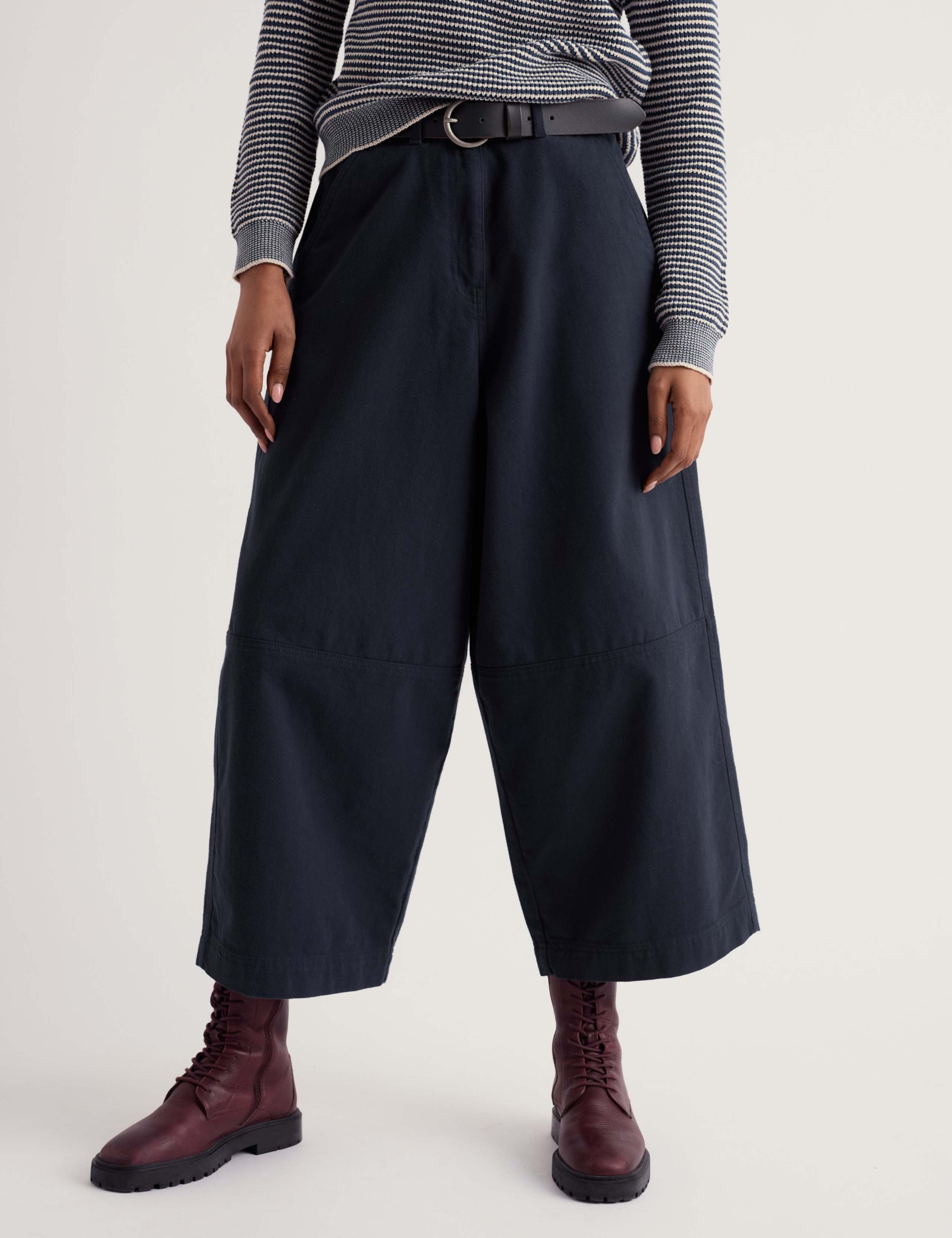 Pure Cotton Barrel Leg Trousers 3 of 5