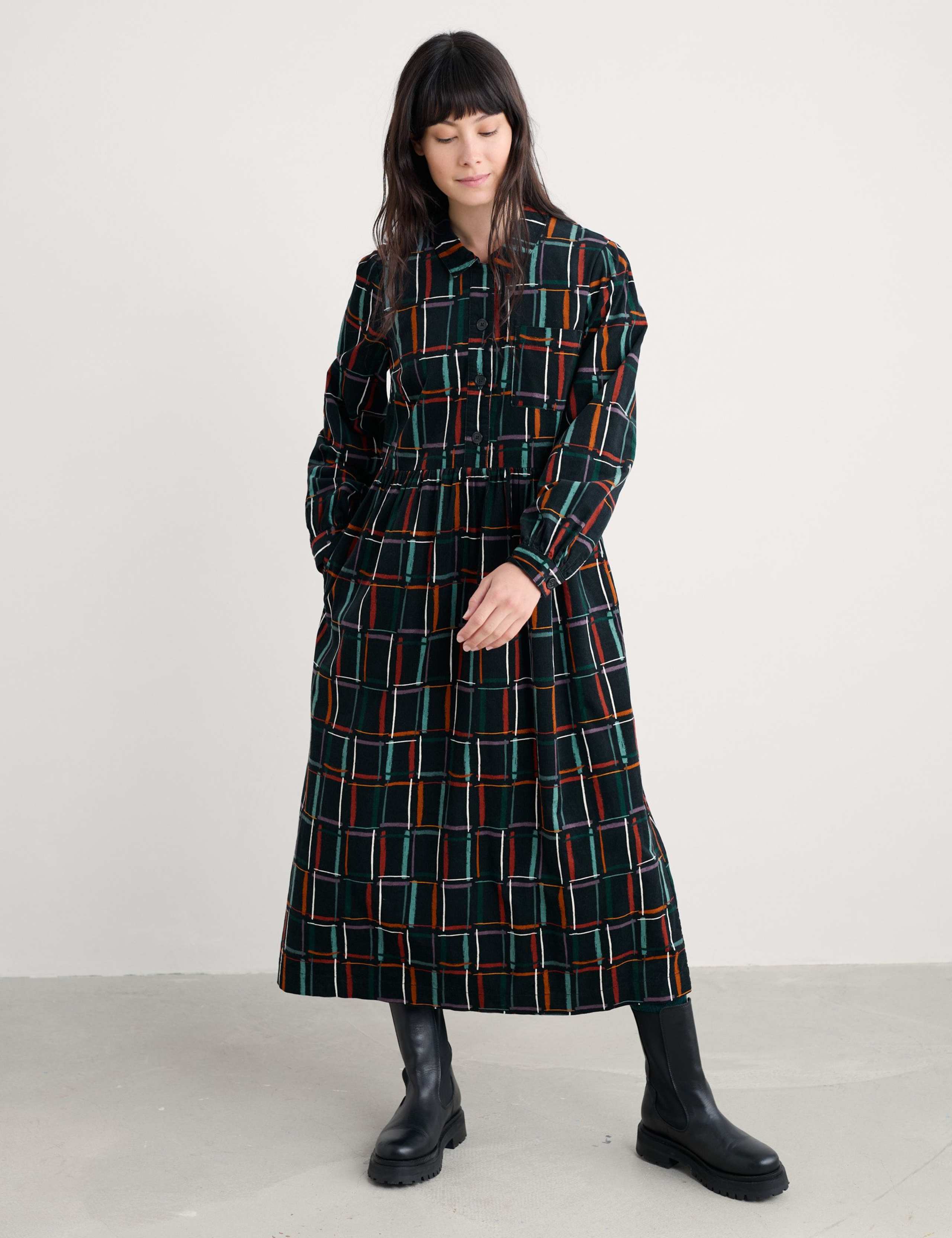Pure Cotton Geometric Print Midi Shirt Dress 3 of 6