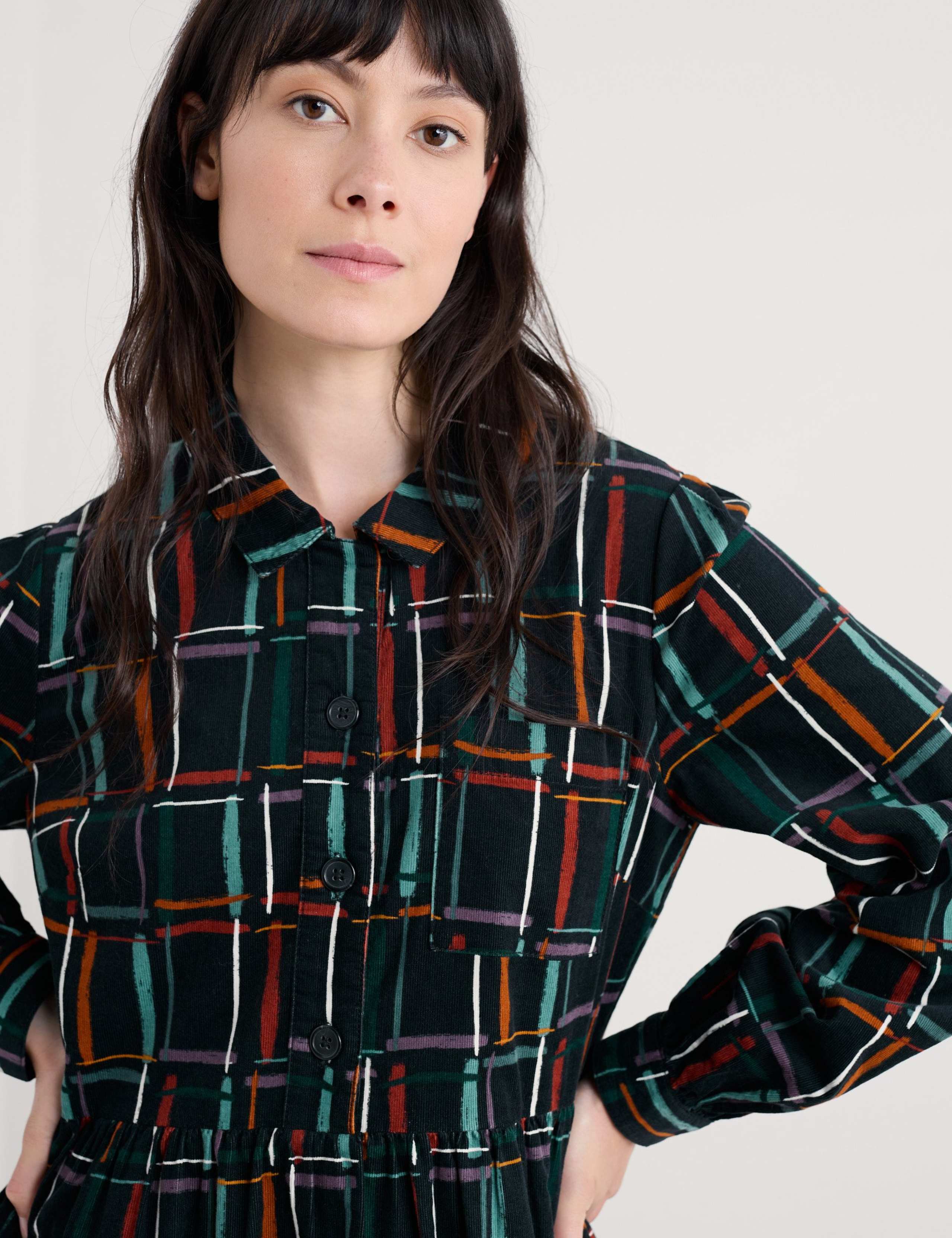 Pure Cotton Geometric Print Midi Shirt Dress 5 of 6