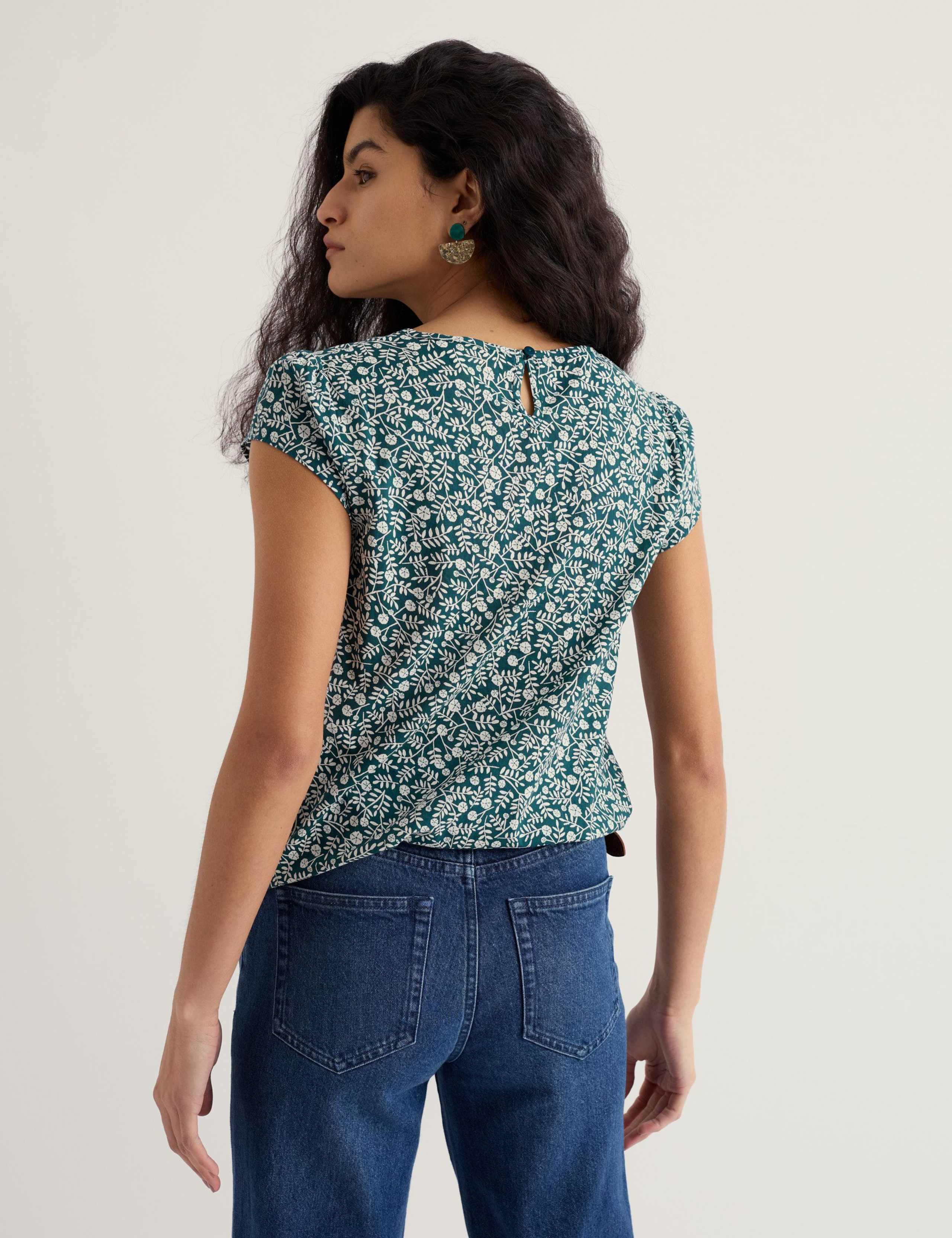 Pure Cotton Floral Notch Neck Top 4 of 5