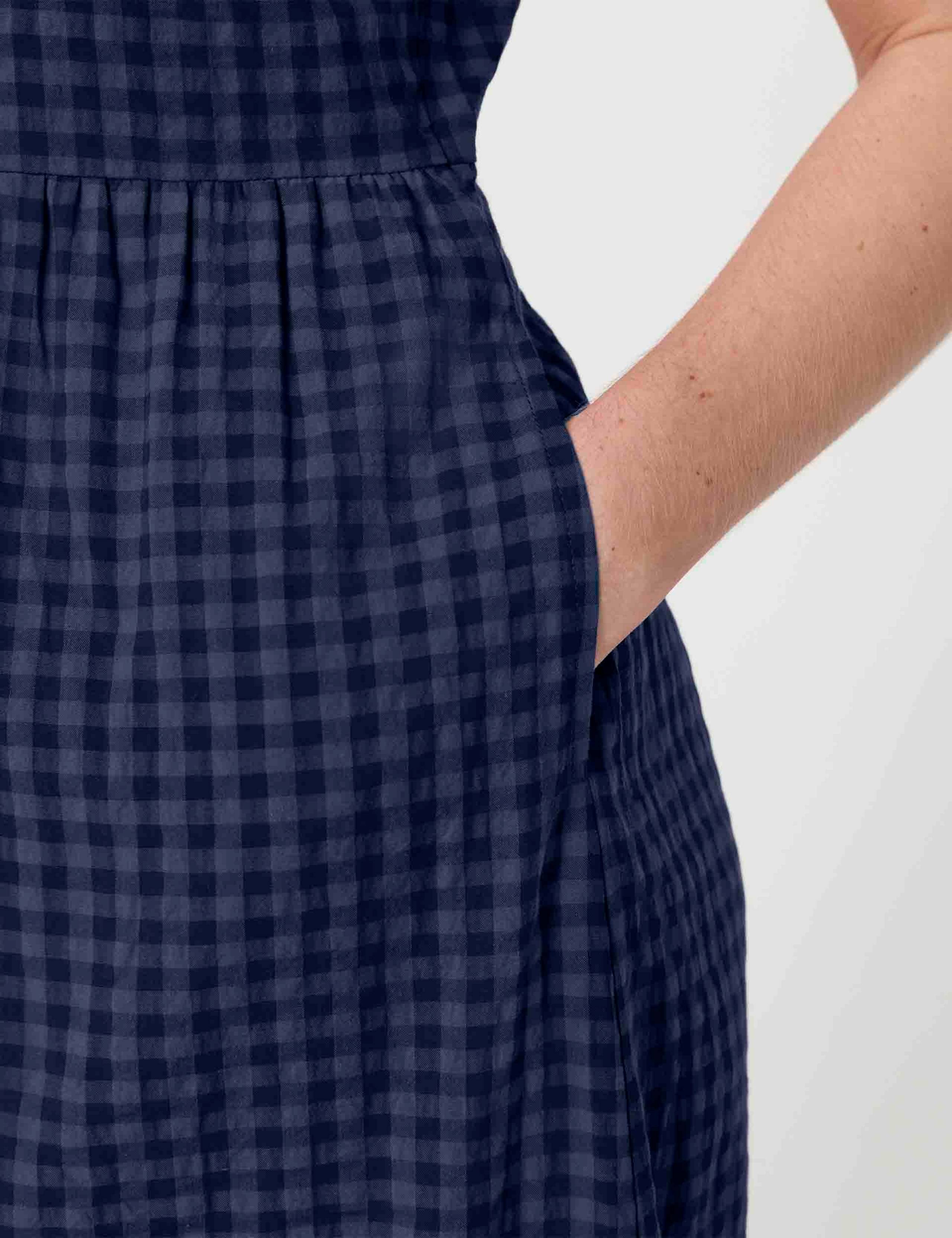 Cotton Blend Gingham Midi Waisted Dress 8 of 8