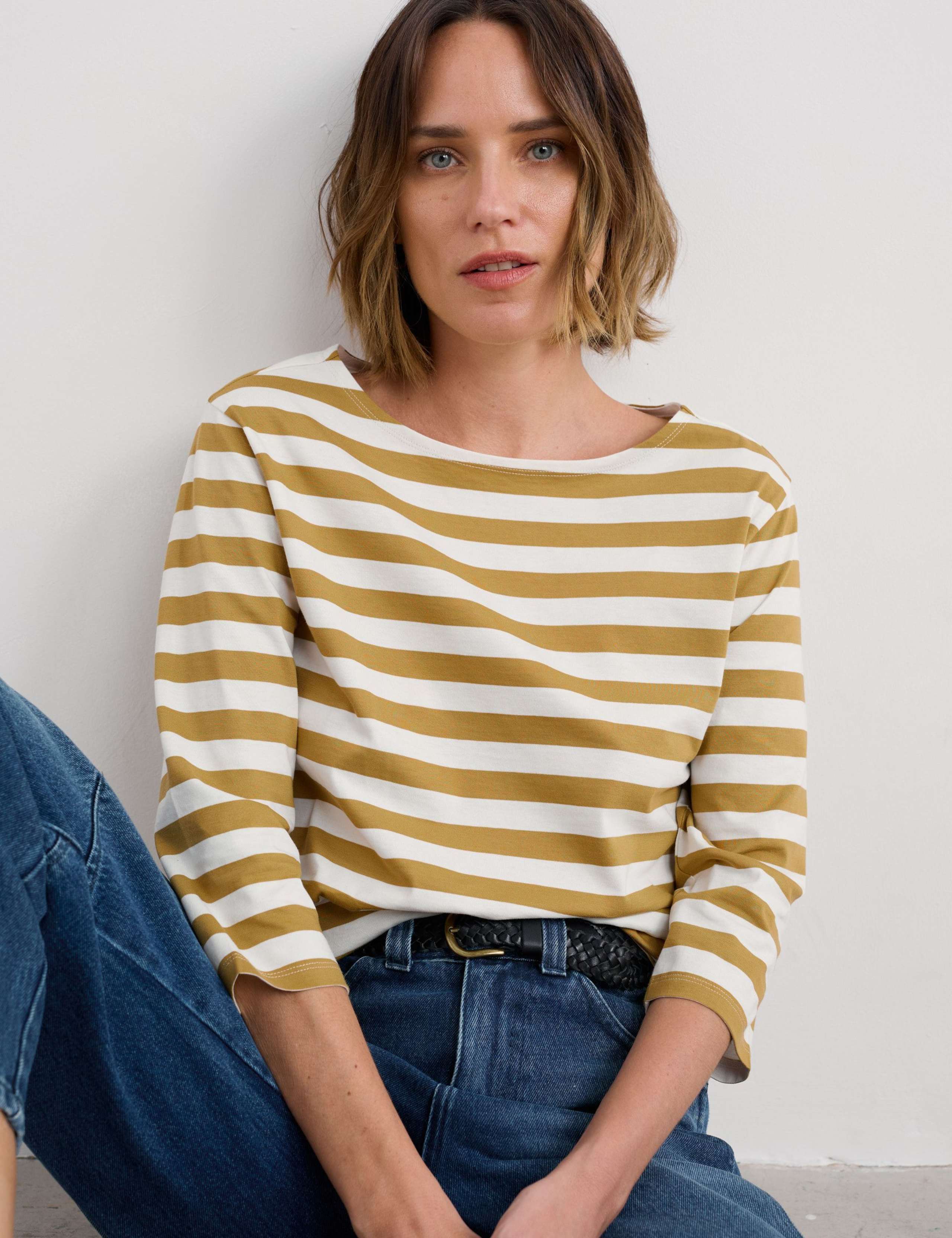 Cotton Striped Scoop Neck Sailor Top 3 of 5