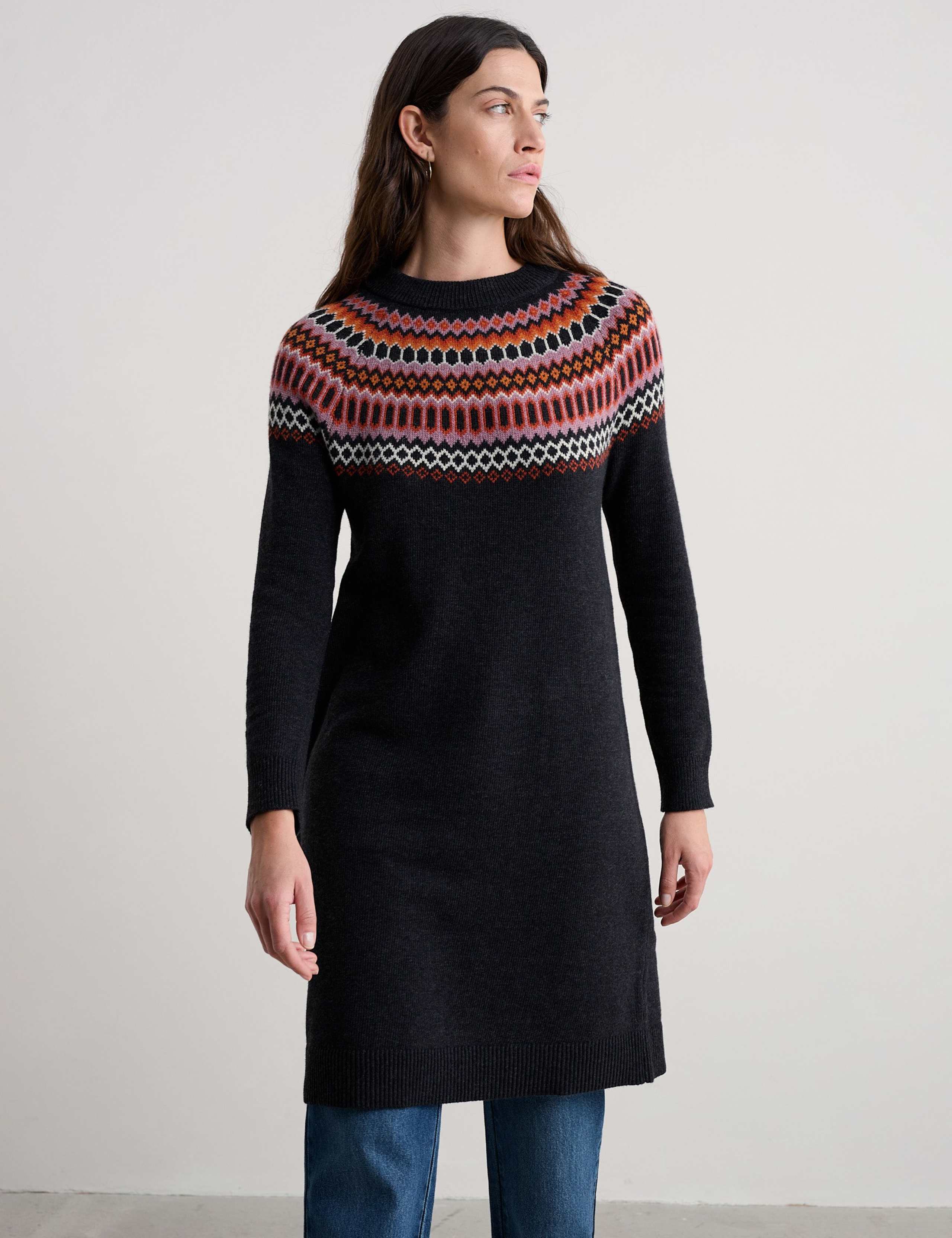 Cotton Blend Jacquard Jumper Dress with Wool 4 of 5