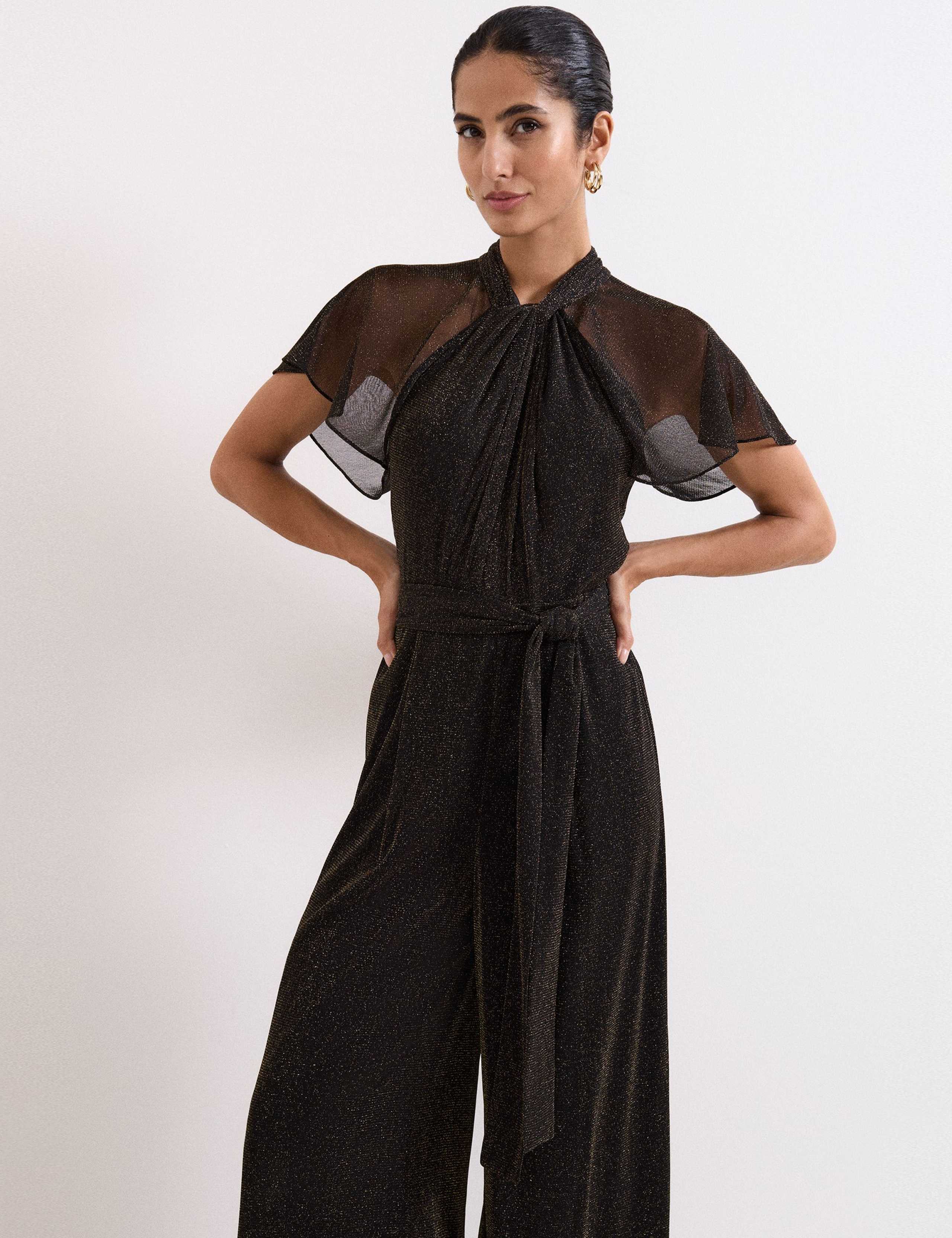 Sparkly Belted Wide Leg Jumpsuit 3 of 6