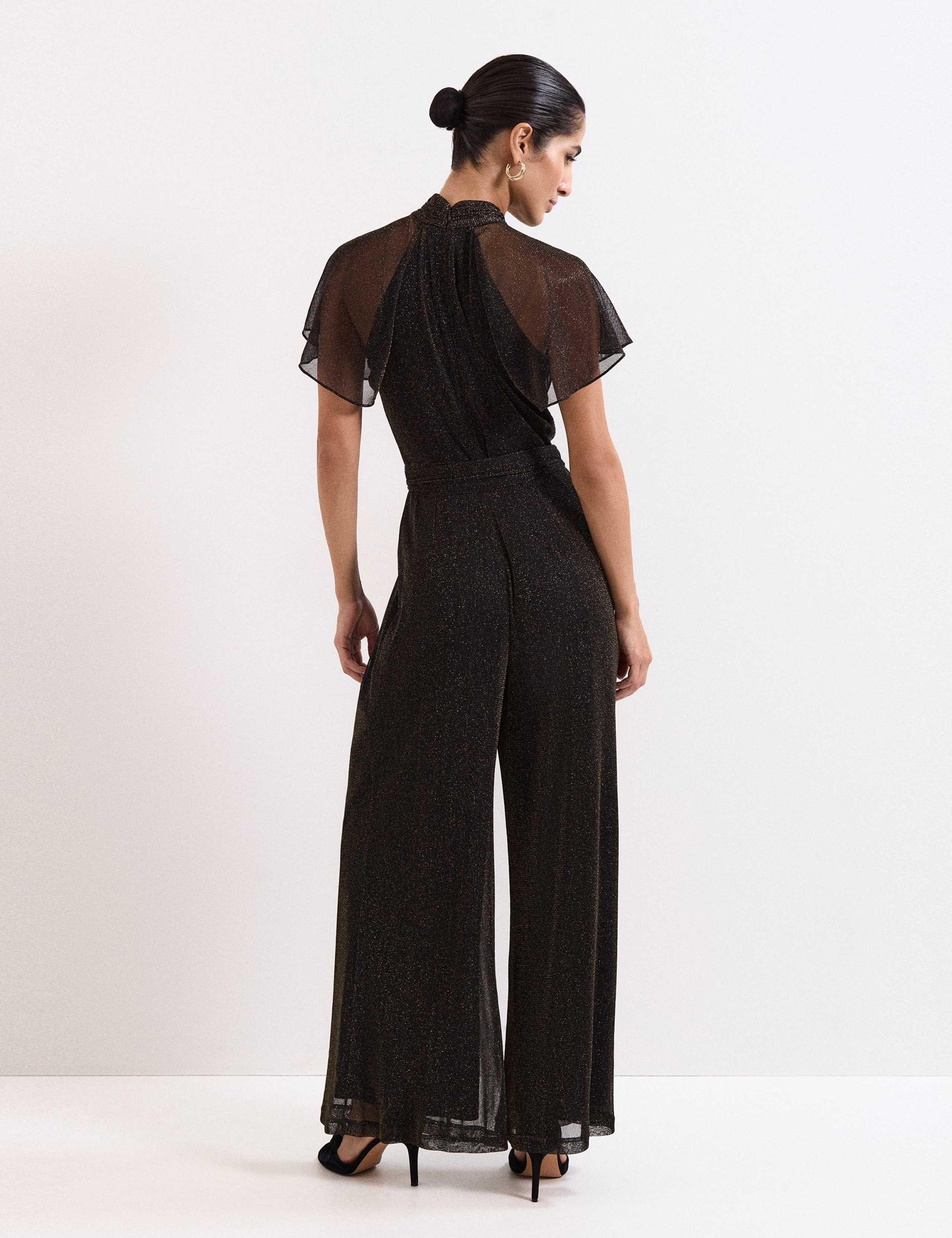Sparkly Belted Wide Leg Jumpsuit 4 of 6